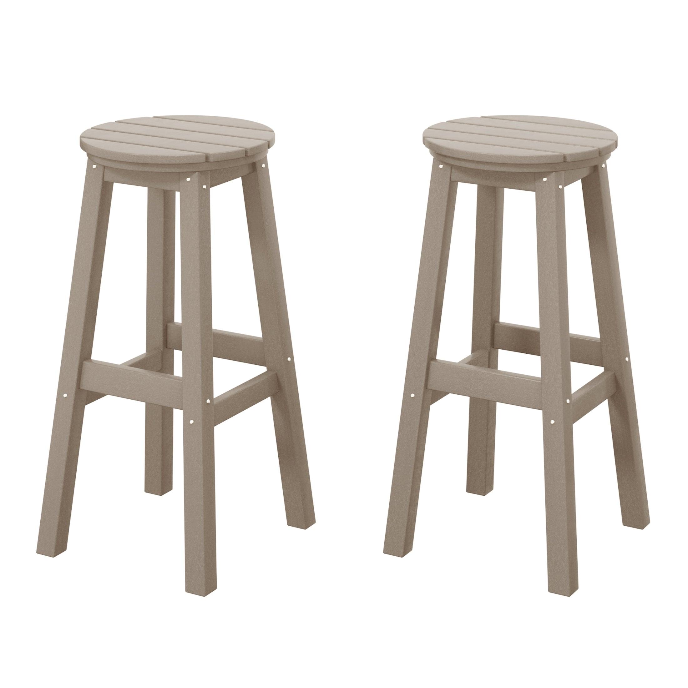 Paradise 29" HDPE Round Outdoor Patio Bar Stools (Set of 2) - Costaelm