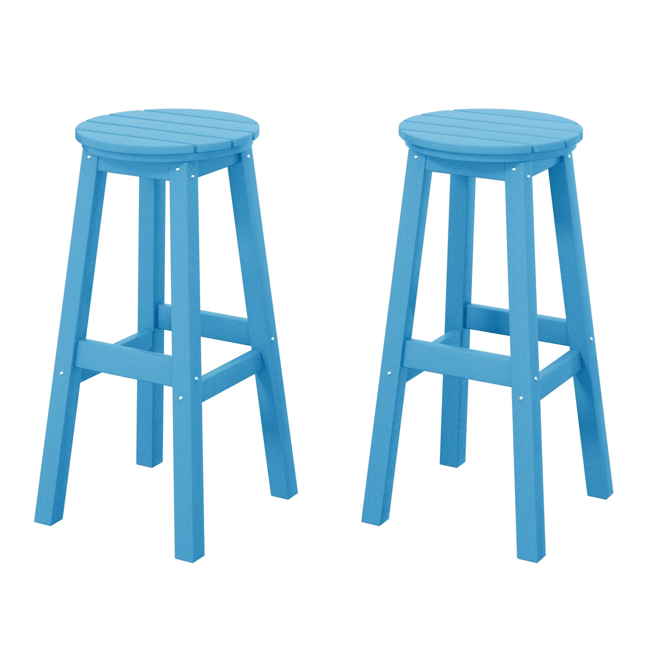 Paradise 29" HDPE Round Outdoor Patio Bar Stools (Set of 2) - Costaelm