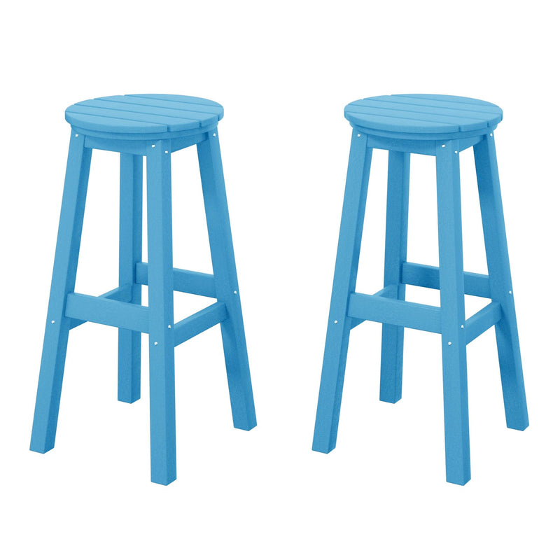 Paradise 29" HDPE Round Outdoor Patio Bar Stools (Set of 2) - Costaelm