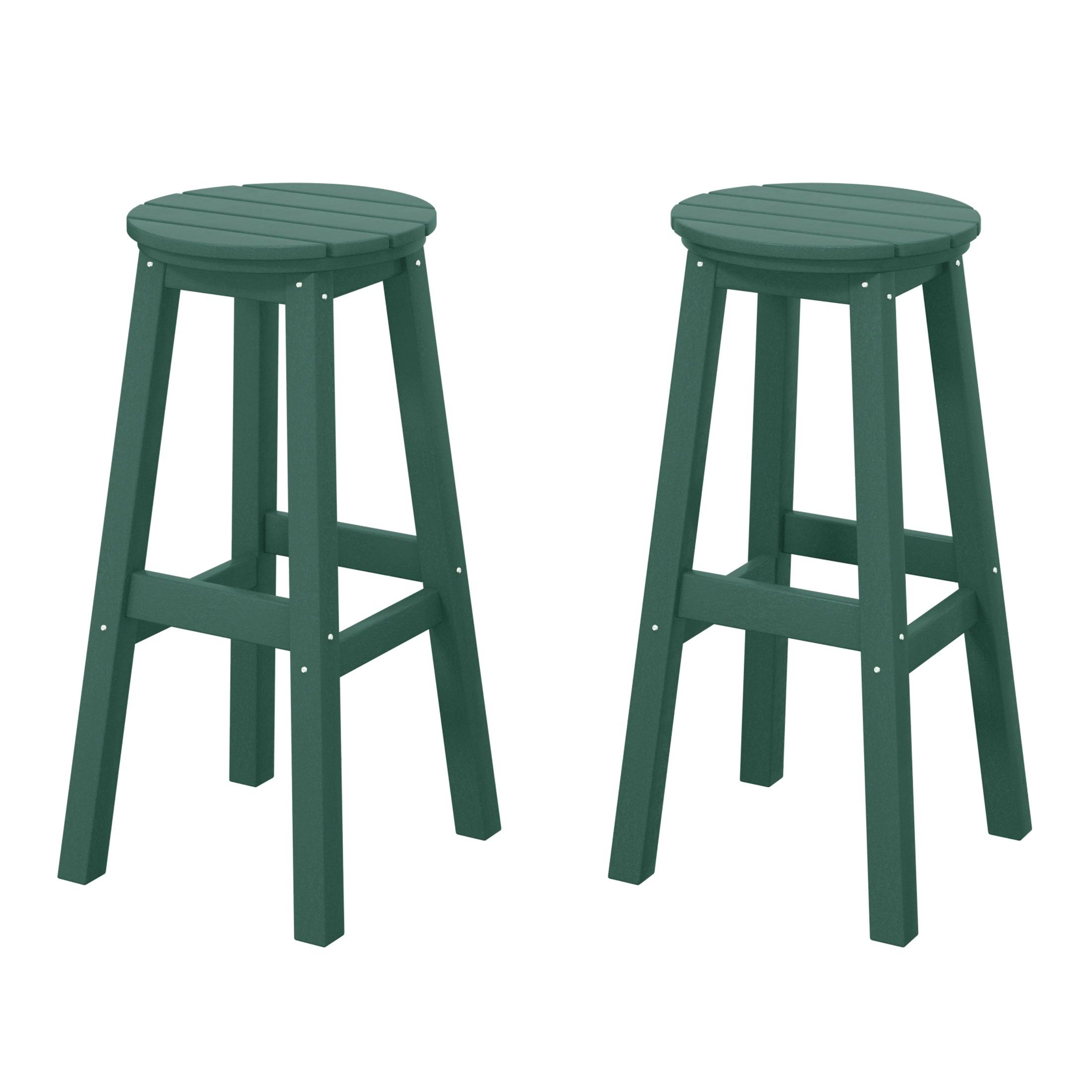 Paradise 29" HDPE Round Outdoor Patio Bar Stools (Set of 2) - Costaelm