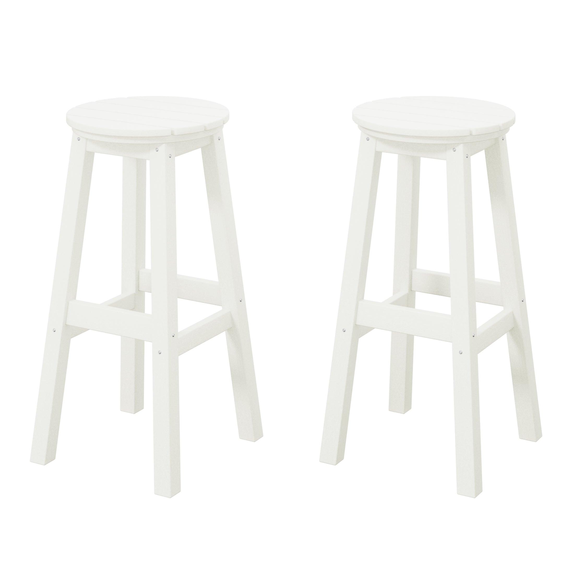 Paradise 29" HDPE Round Outdoor Patio Bar Stools (Set of 2) - Costaelm