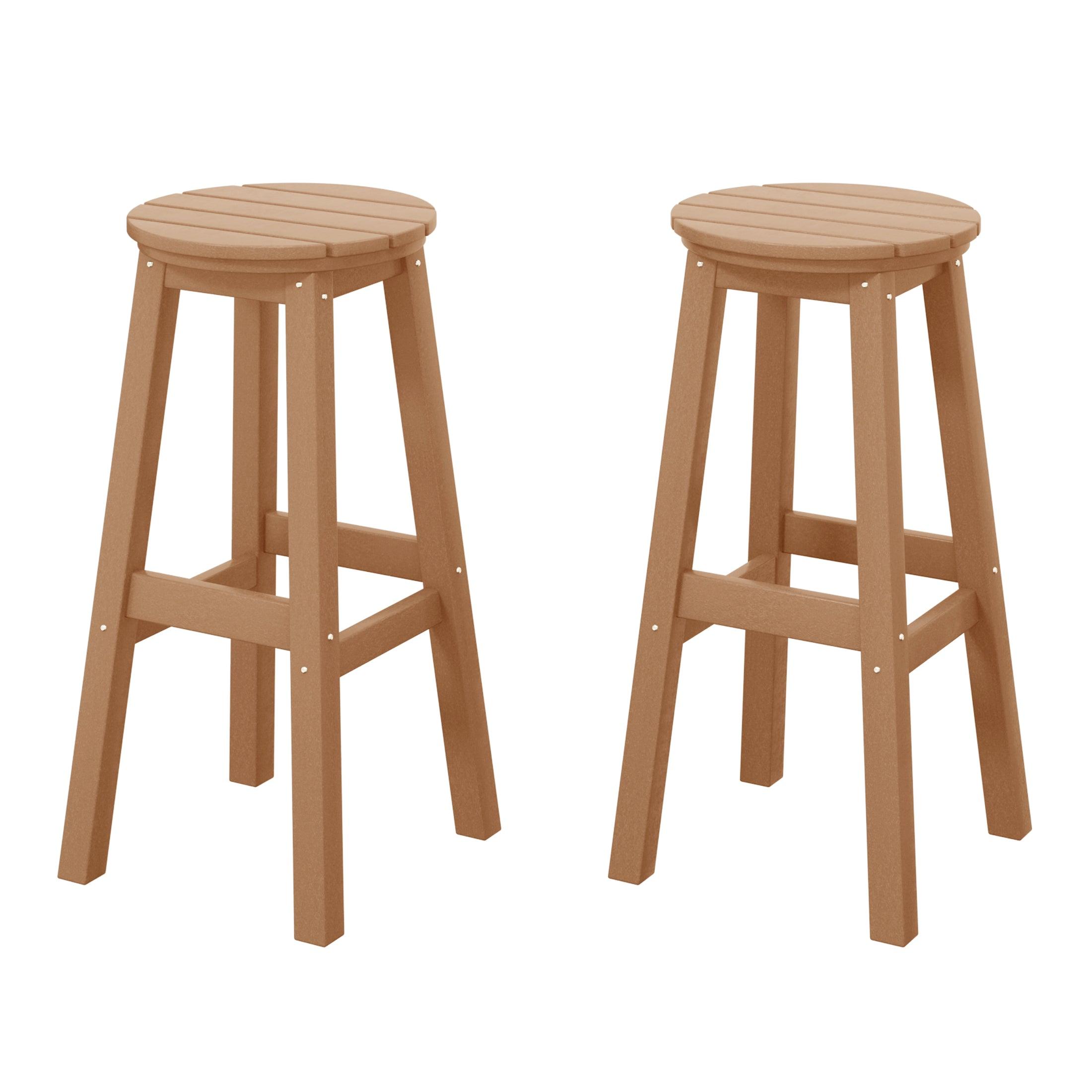 Paradise 29" HDPE Round Outdoor Patio Bar Stools (Set of 2) - Costaelm