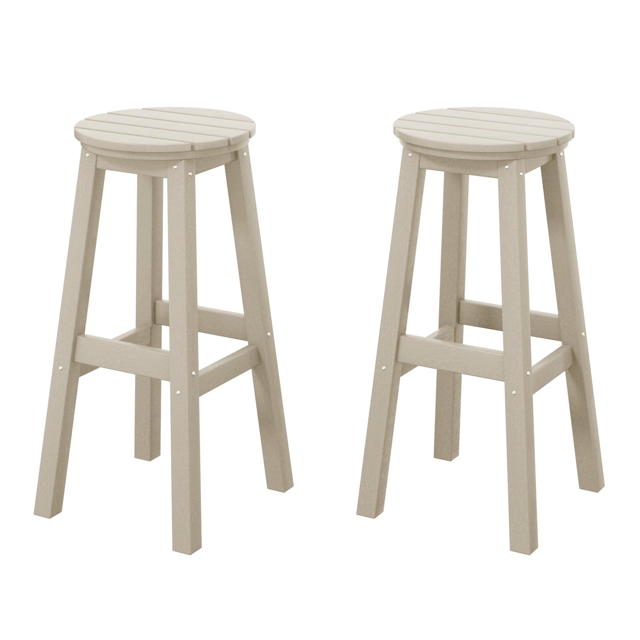 Paradise 29" HDPE Round Outdoor Patio Bar Stools (Set of 2) - Costaelm