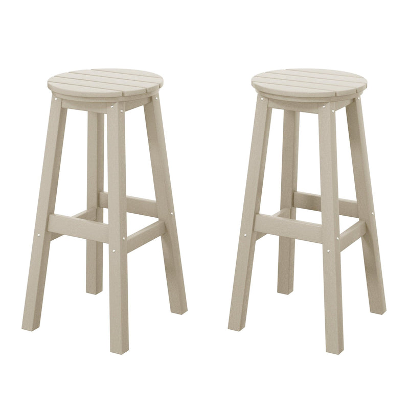 Paradise 29" HDPE Round Outdoor Patio Bar Stools (Set of 2) - Costaelm