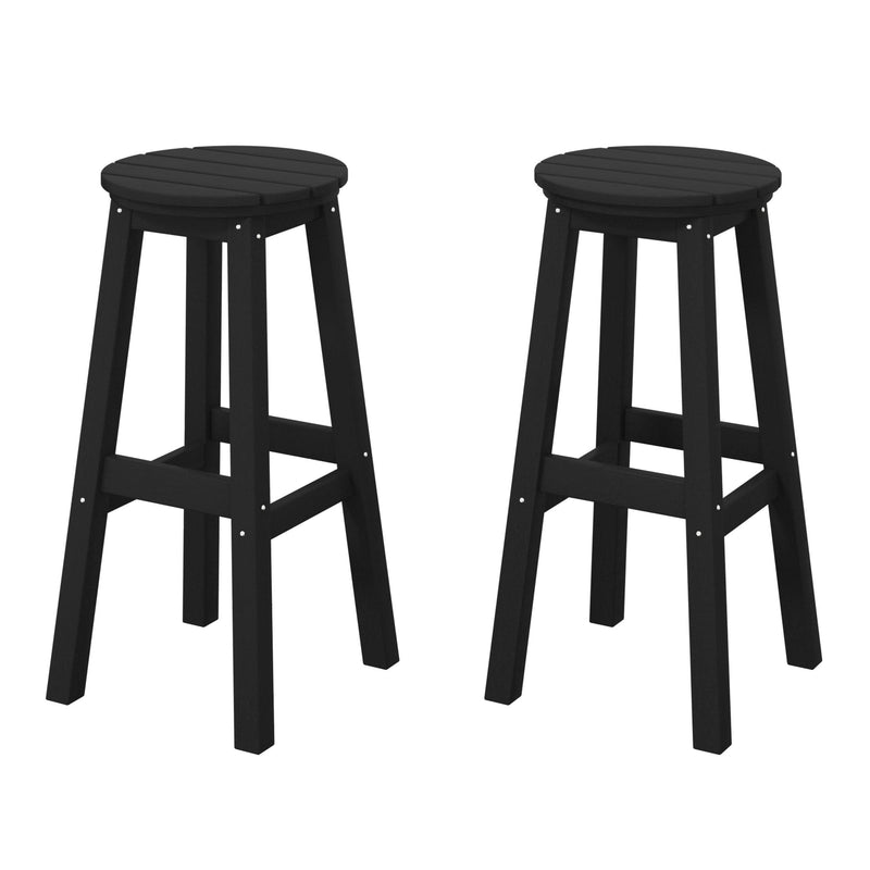 Paradise 29" HDPE Round Outdoor Patio Bar Stools (Set of 2) - Costaelm