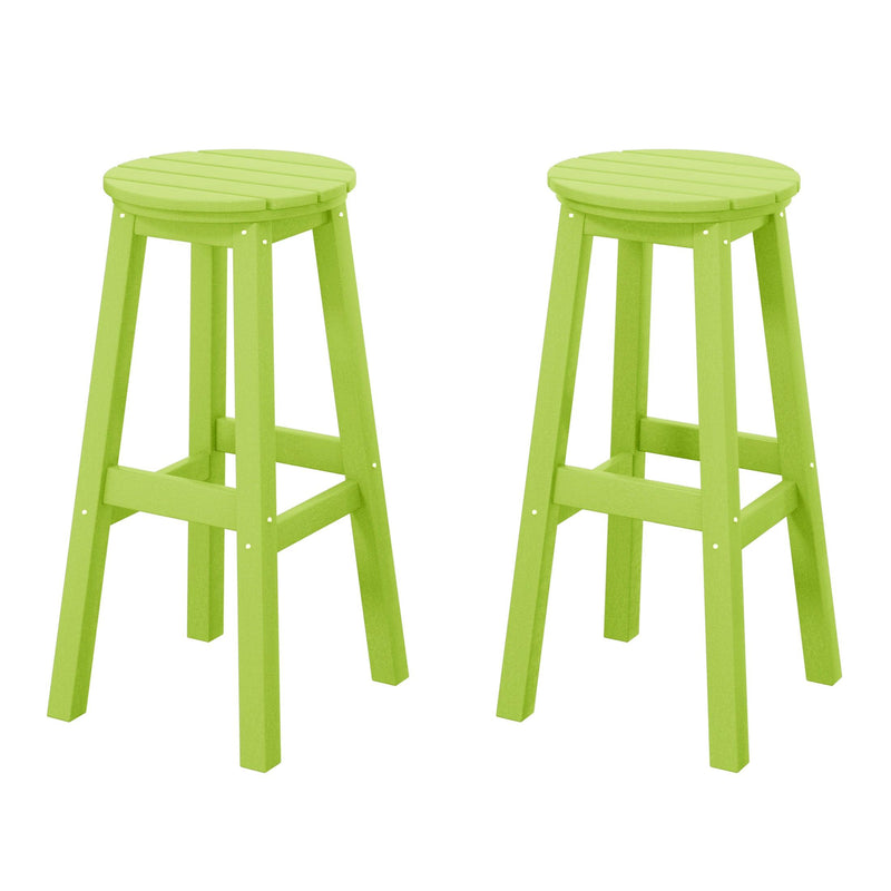 Paradise 29" HDPE Round Outdoor Patio Bar Stools (Set of 2) - Costaelm