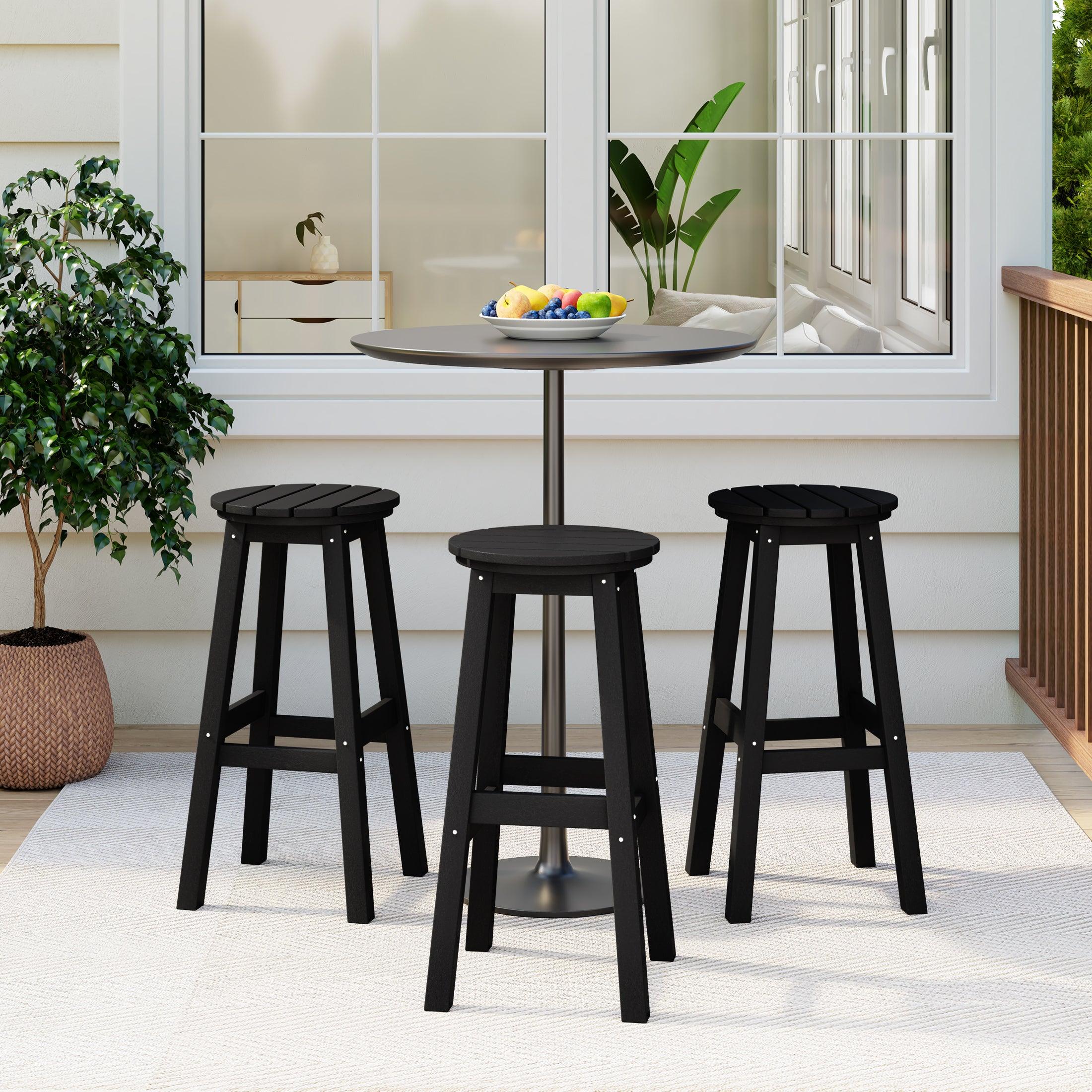 Paradise 29" HDPE Round Outdoor Patio Bar Stools (Set of 3) - Costaelm