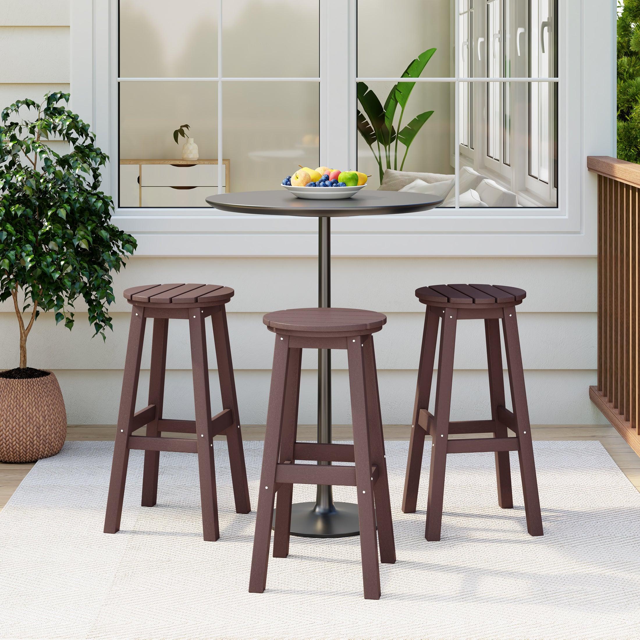 Paradise 29" HDPE Round Outdoor Patio Bar Stools (Set of 3) - Costaelm