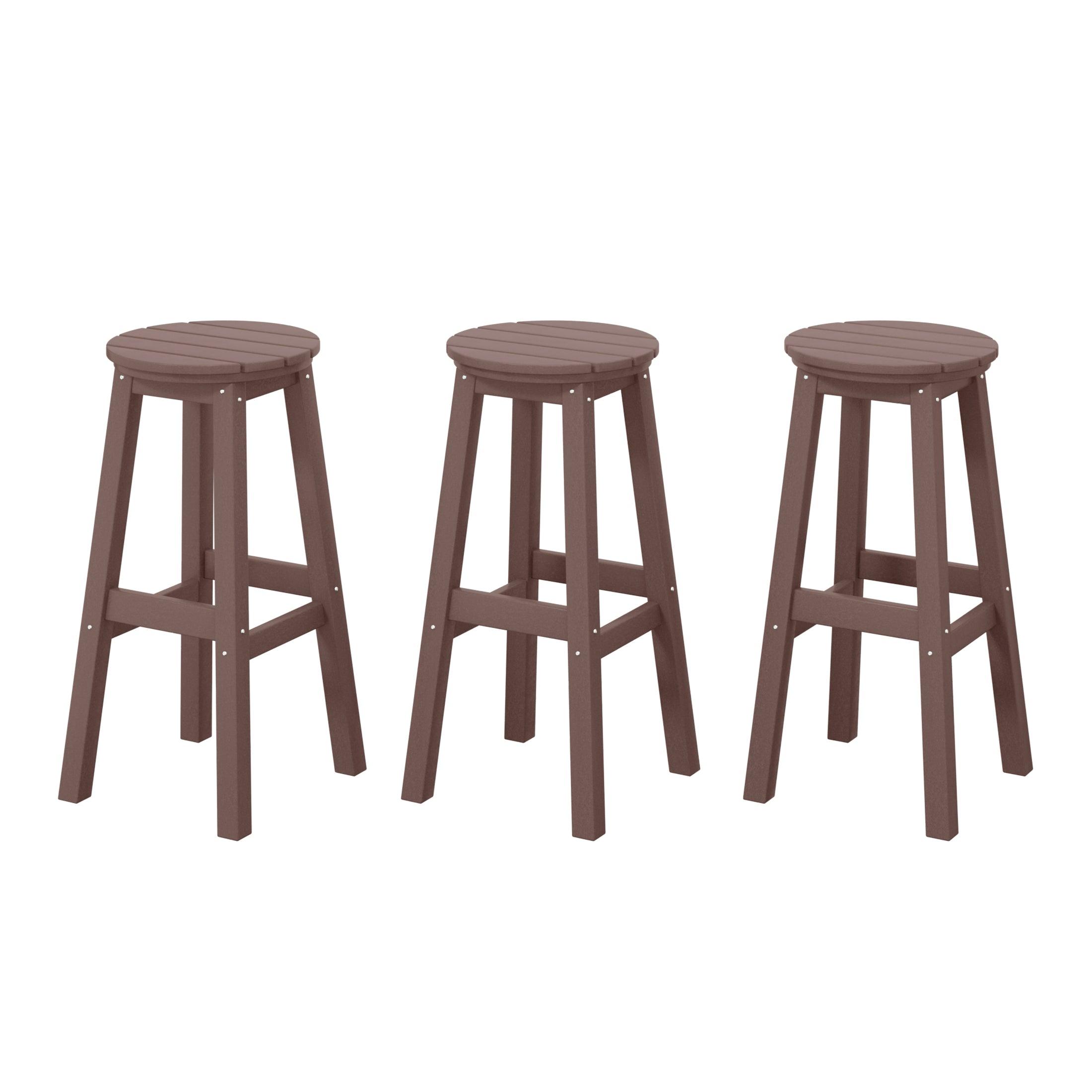 Paradise 29" HDPE Round Outdoor Patio Bar Stools (Set of 3) - Costaelm