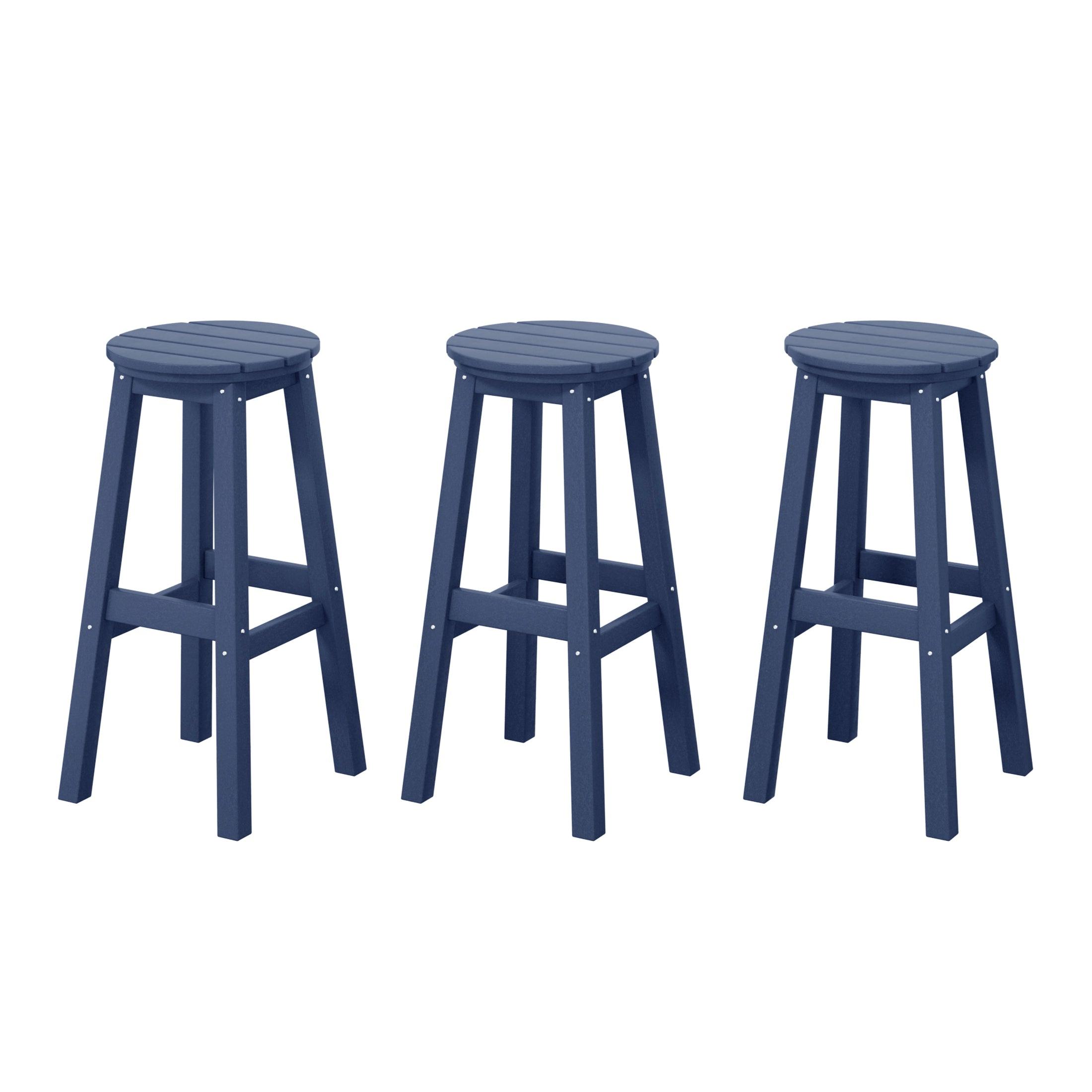 Paradise 29" HDPE Round Outdoor Patio Bar Stools (Set of 3) - Costaelm