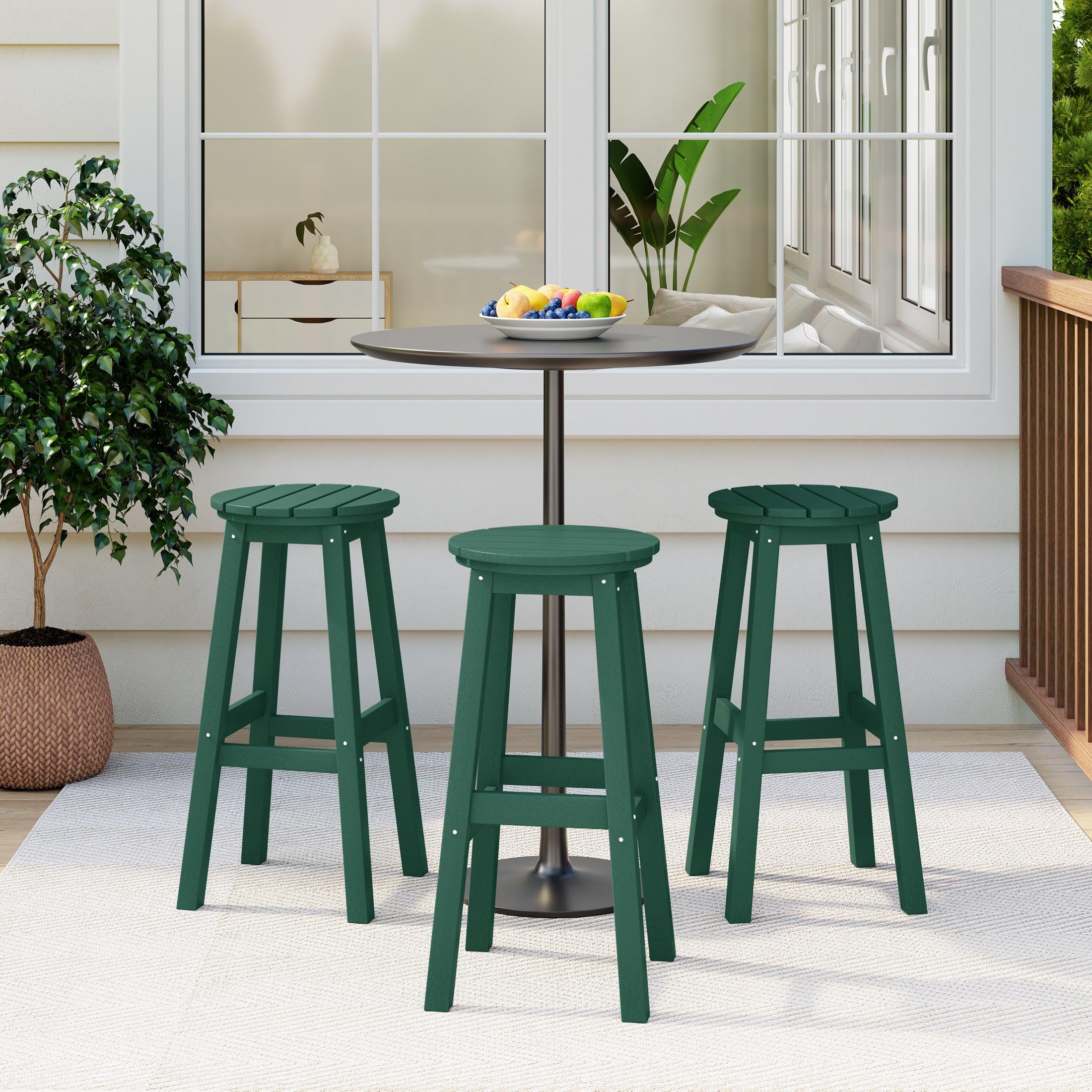 Paradise 29" HDPE Round Outdoor Patio Bar Stools (Set of 3) - Costaelm