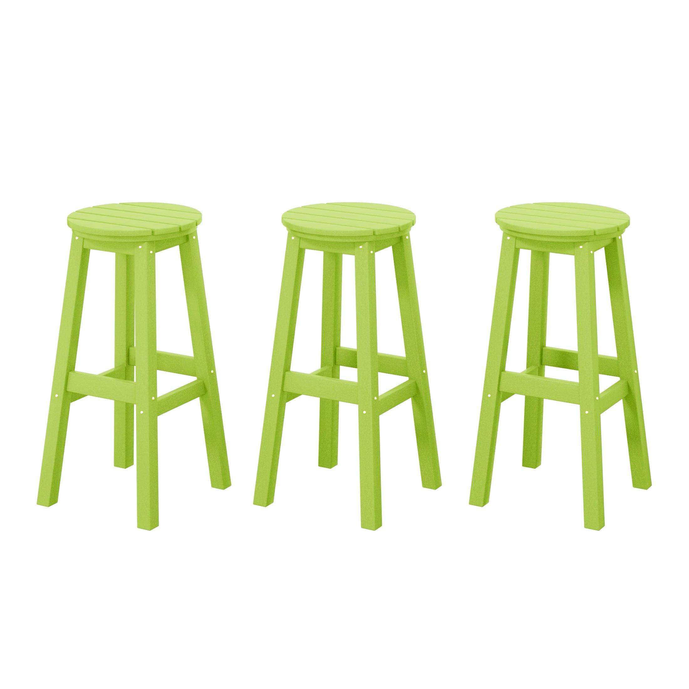 Paradise 29" HDPE Round Outdoor Patio Bar Stools (Set of 3) - Costaelm