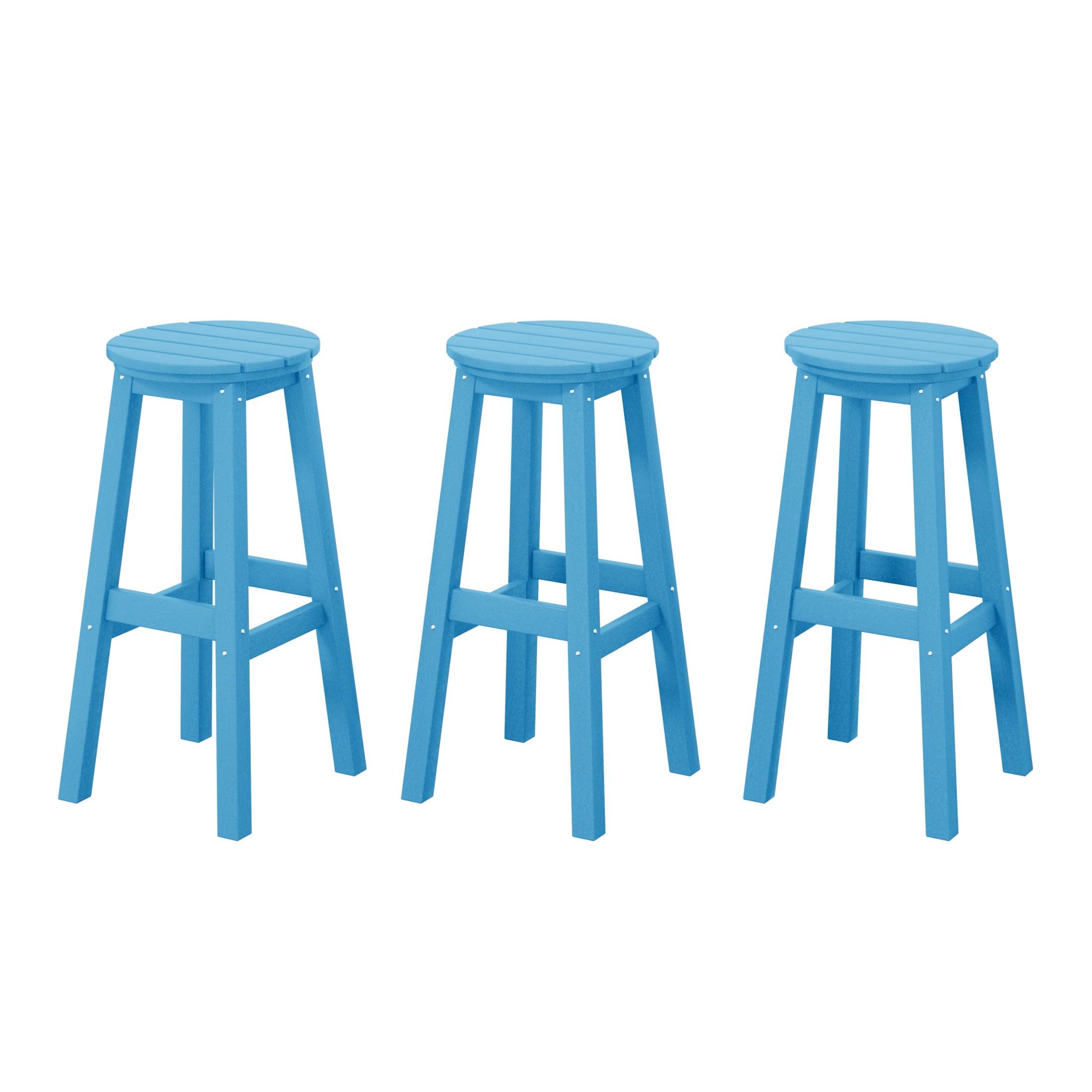 Paradise 29" HDPE Round Outdoor Patio Bar Stools (Set of 3) - Costaelm