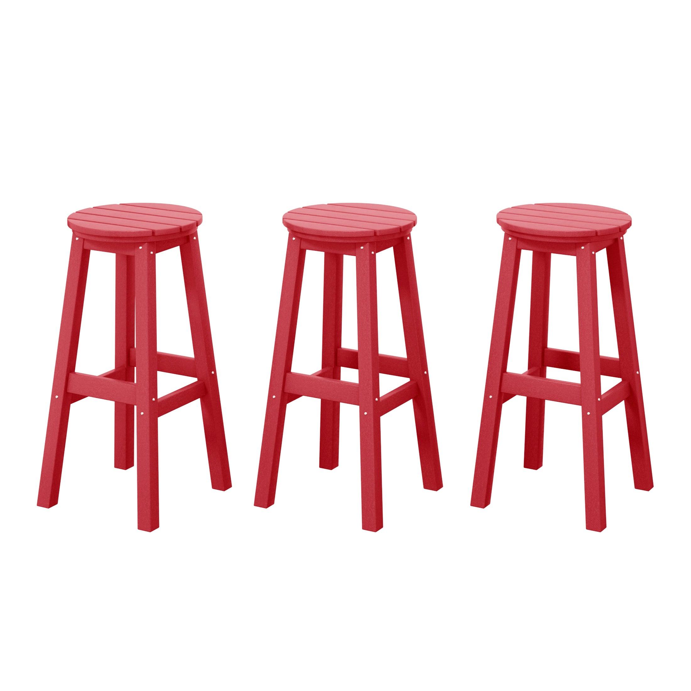 Paradise 29" HDPE Round Outdoor Patio Bar Stools (Set of 3) - Costaelm