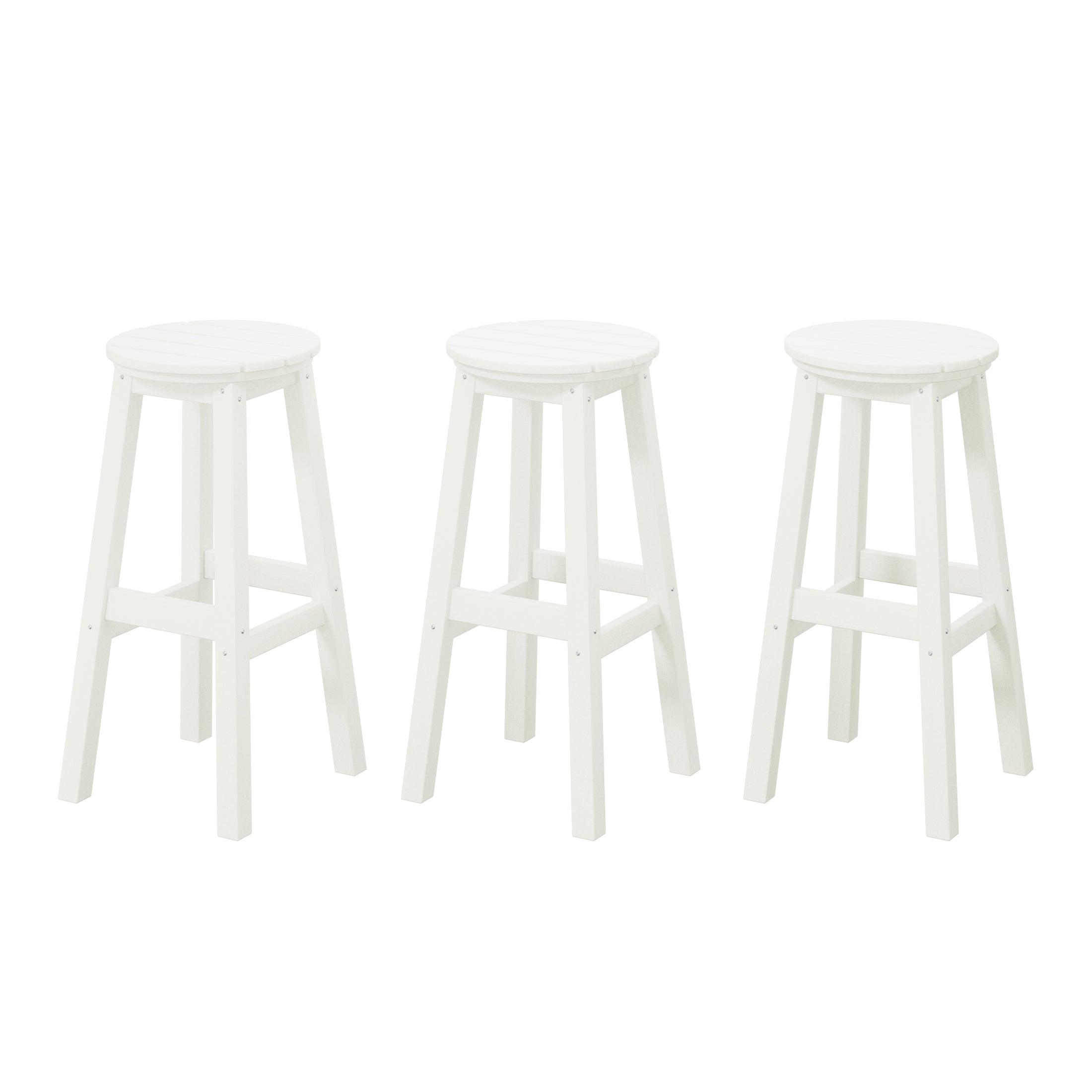 Paradise 29" HDPE Round Outdoor Patio Bar Stools (Set of 3) - Costaelm