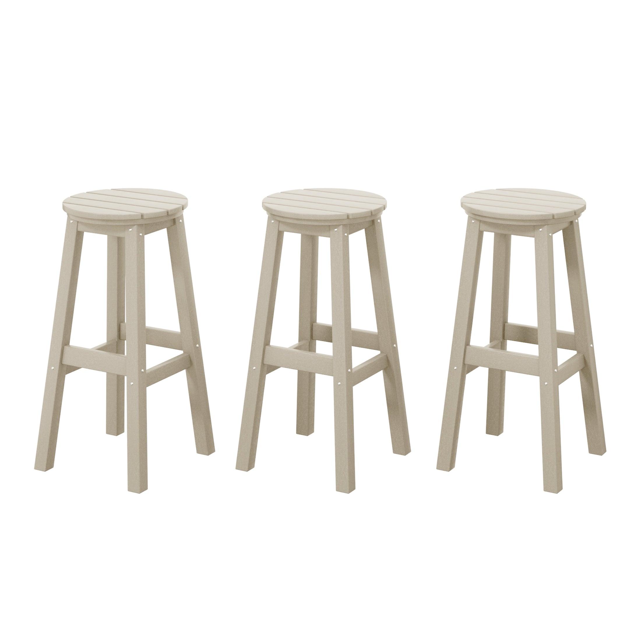 Paradise 29" HDPE Round Outdoor Patio Bar Stools (Set of 3) - Costaelm