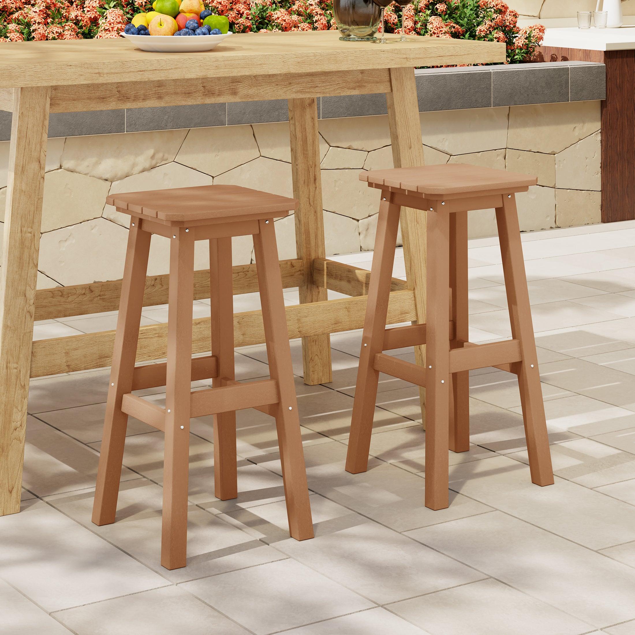 Paradise 29" HDPE Square Outdoor Patio Bar Stools (Set of 2) - Costaelm