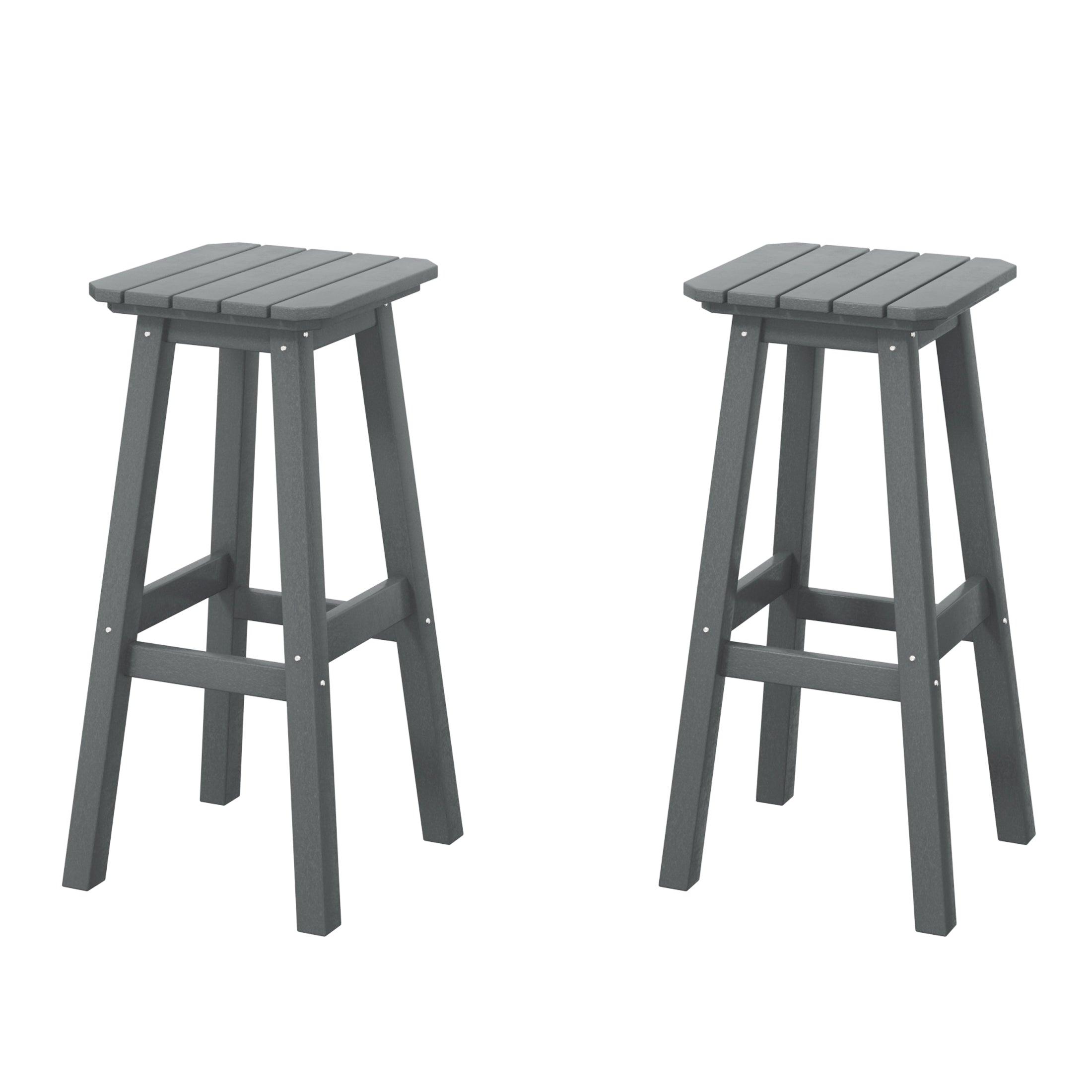 Paradise 29" HDPE Square Outdoor Patio Bar Stools (Set of 2) - Costaelm