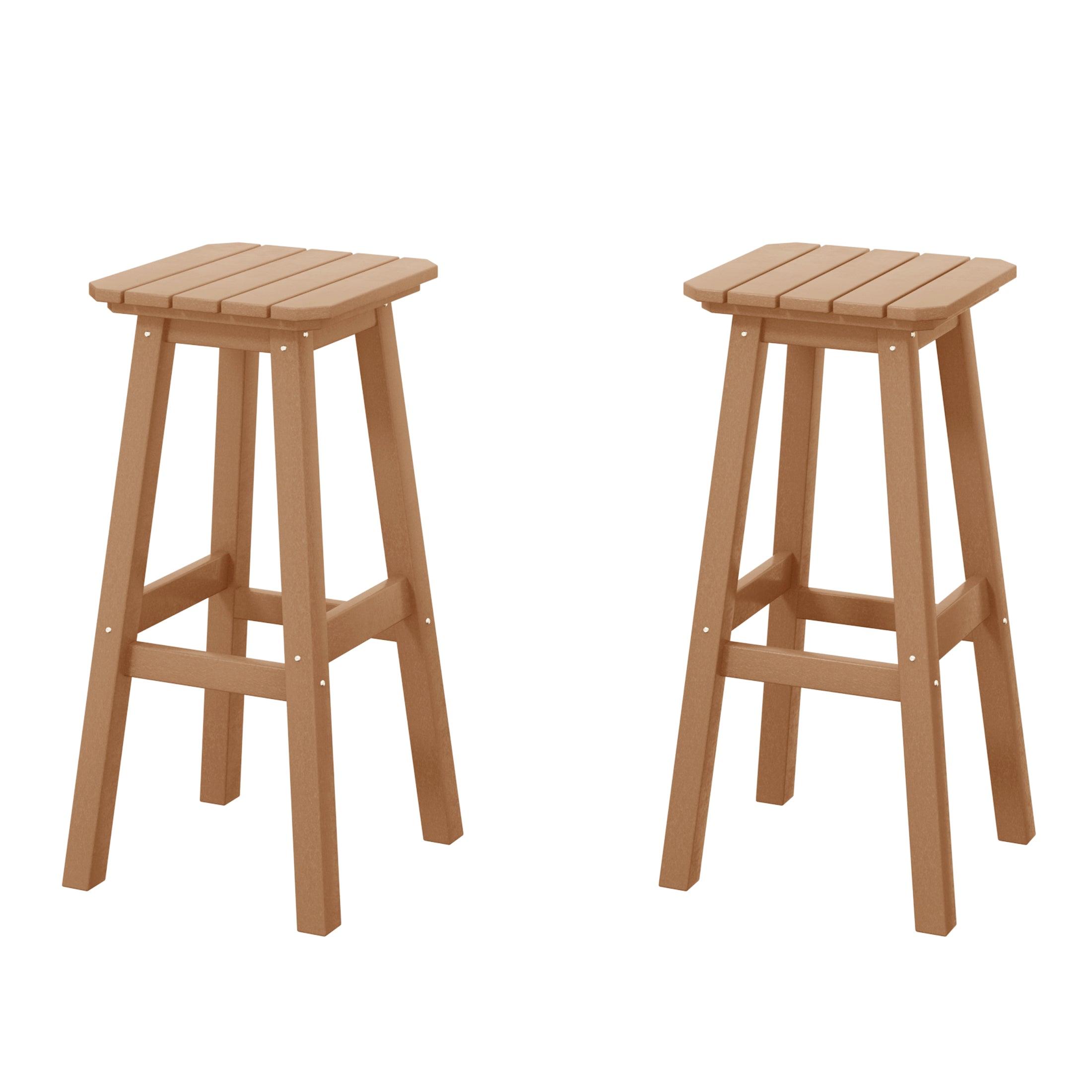 Paradise 29" HDPE Square Outdoor Patio Bar Stools (Set of 2) - Costaelm