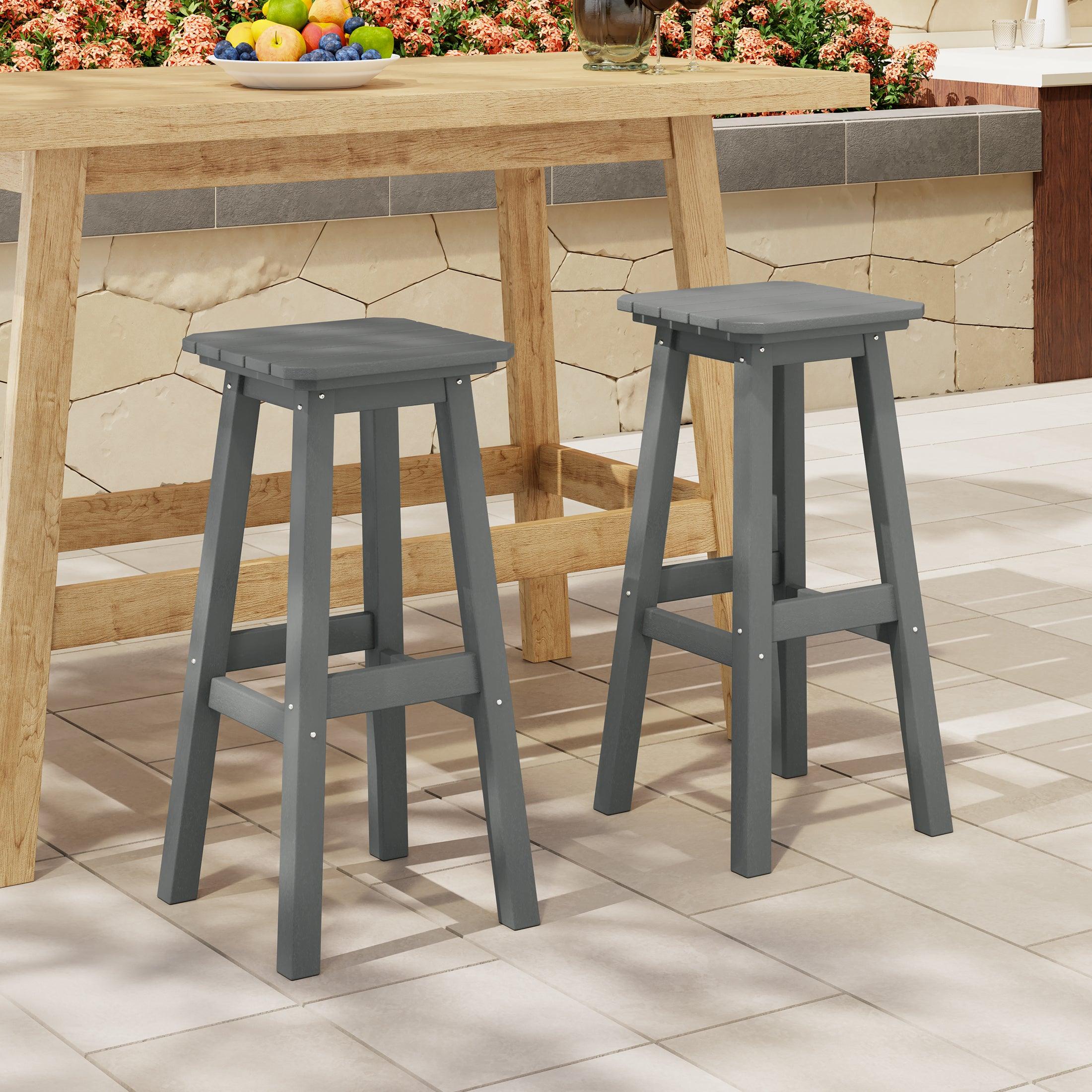 Paradise 29" HDPE Square Outdoor Patio Bar Stools (Set of 2) - Costaelm