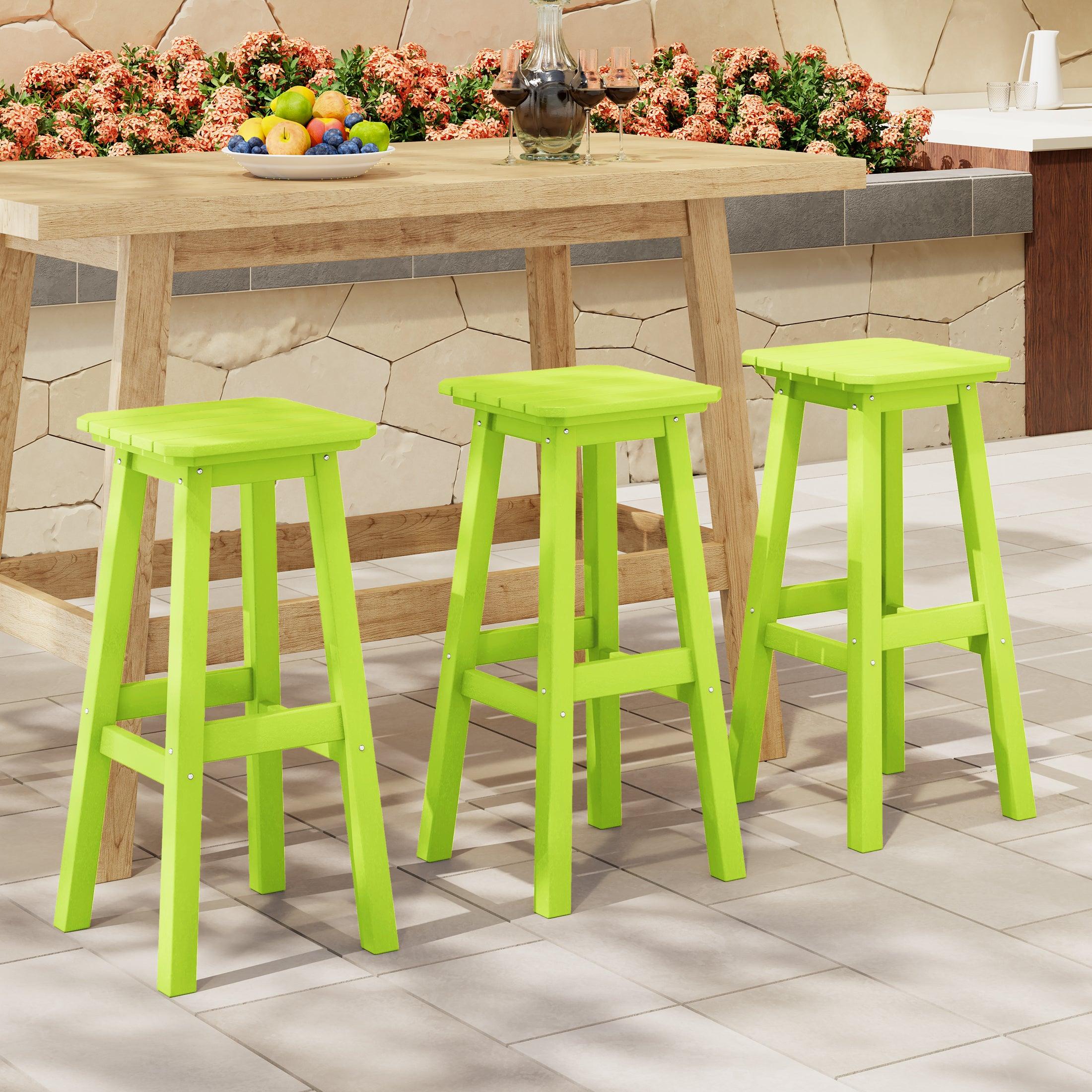 Paradise 29" HDPE Square Outdoor Patio Bar Stools (Set of 3) - Costaelm