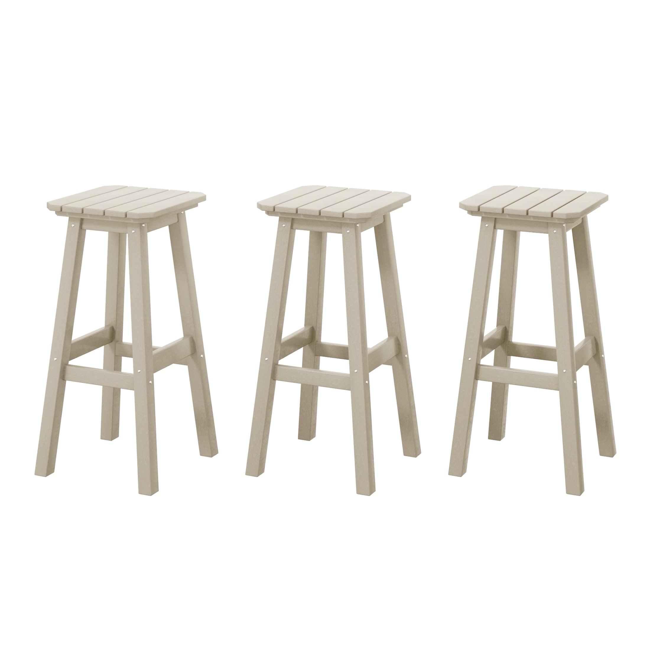 Paradise 29" HDPE Square Outdoor Patio Bar Stools (Set of 3) - Costaelm