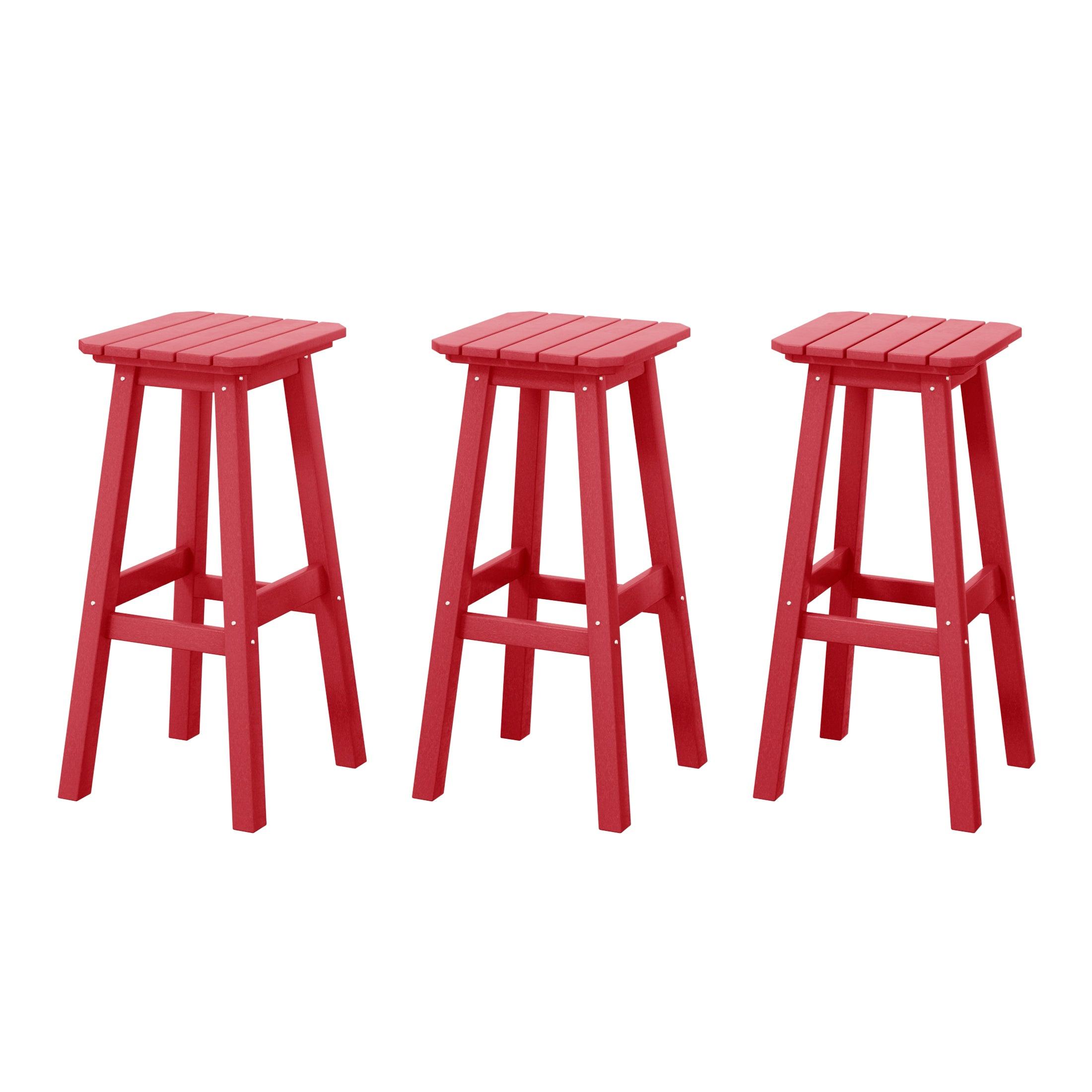 Paradise 29" HDPE Square Outdoor Patio Bar Stools (Set of 3) - Costaelm