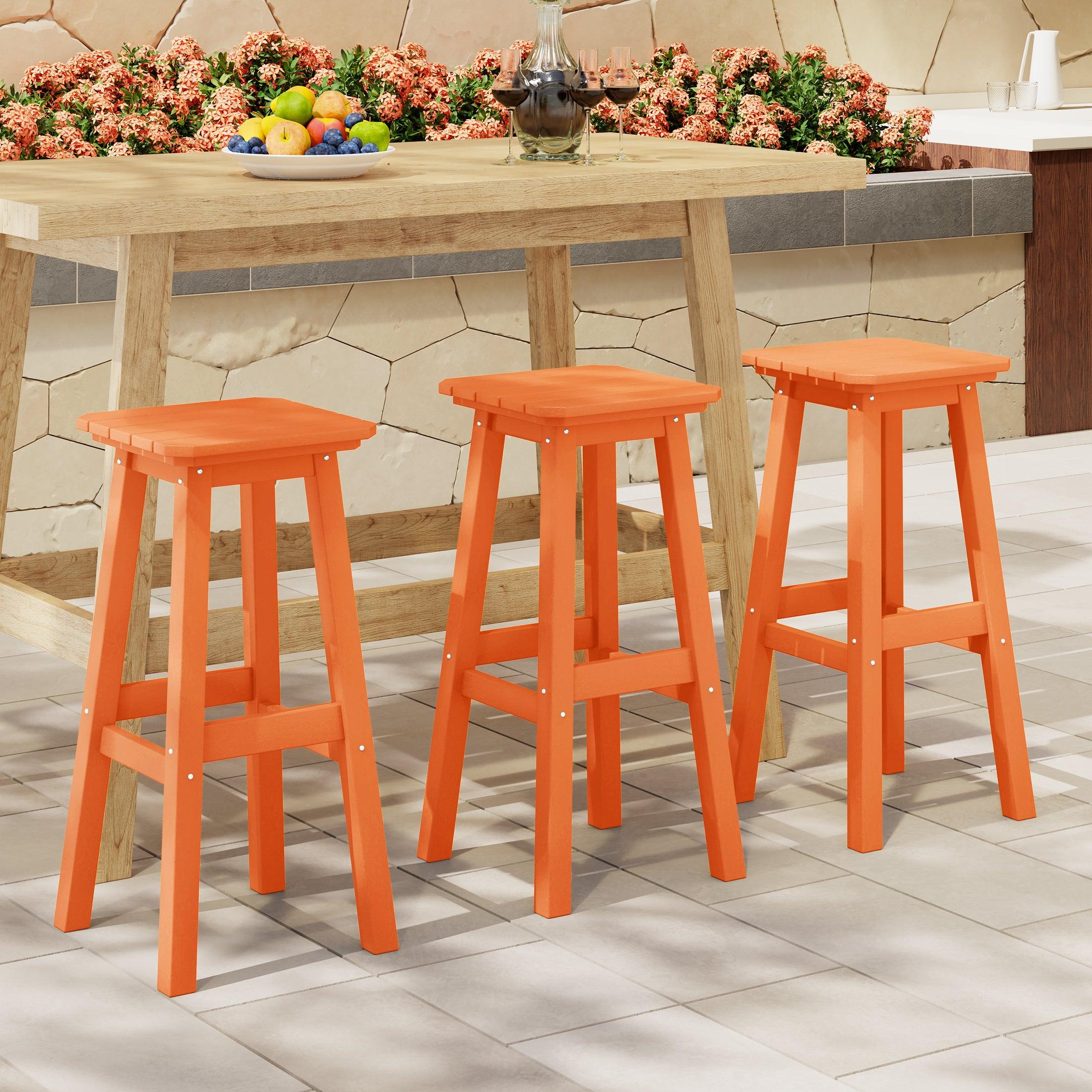 Paradise 29" HDPE Square Outdoor Patio Bar Stools (Set of 3) - Costaelm