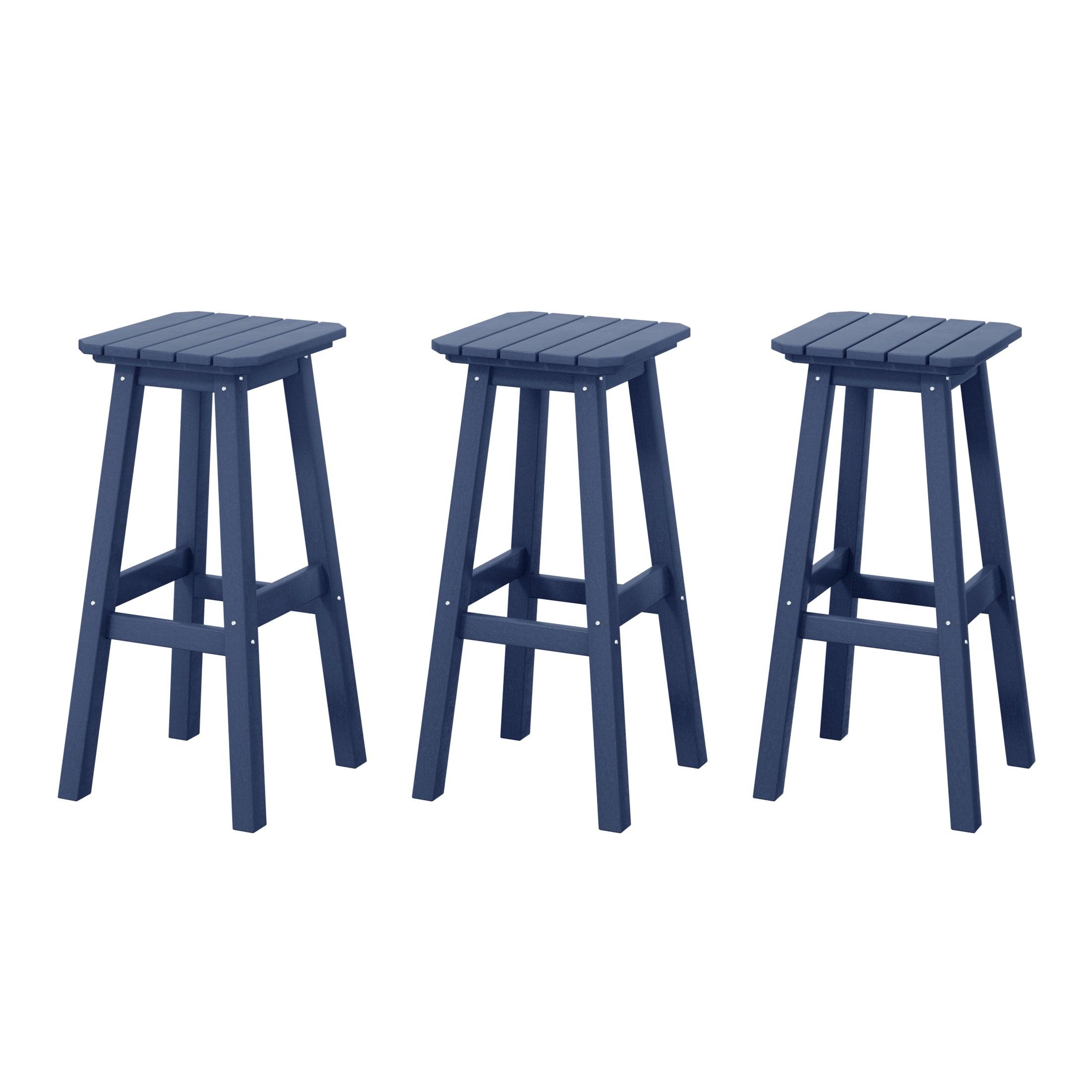 Paradise 29" HDPE Square Outdoor Patio Bar Stools (Set of 3) - Costaelm