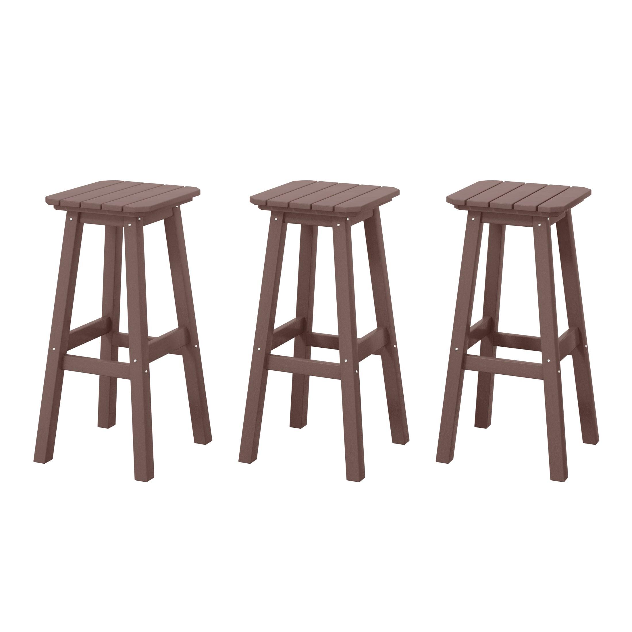 Paradise 29" HDPE Square Outdoor Patio Bar Stools (Set of 3) - Costaelm