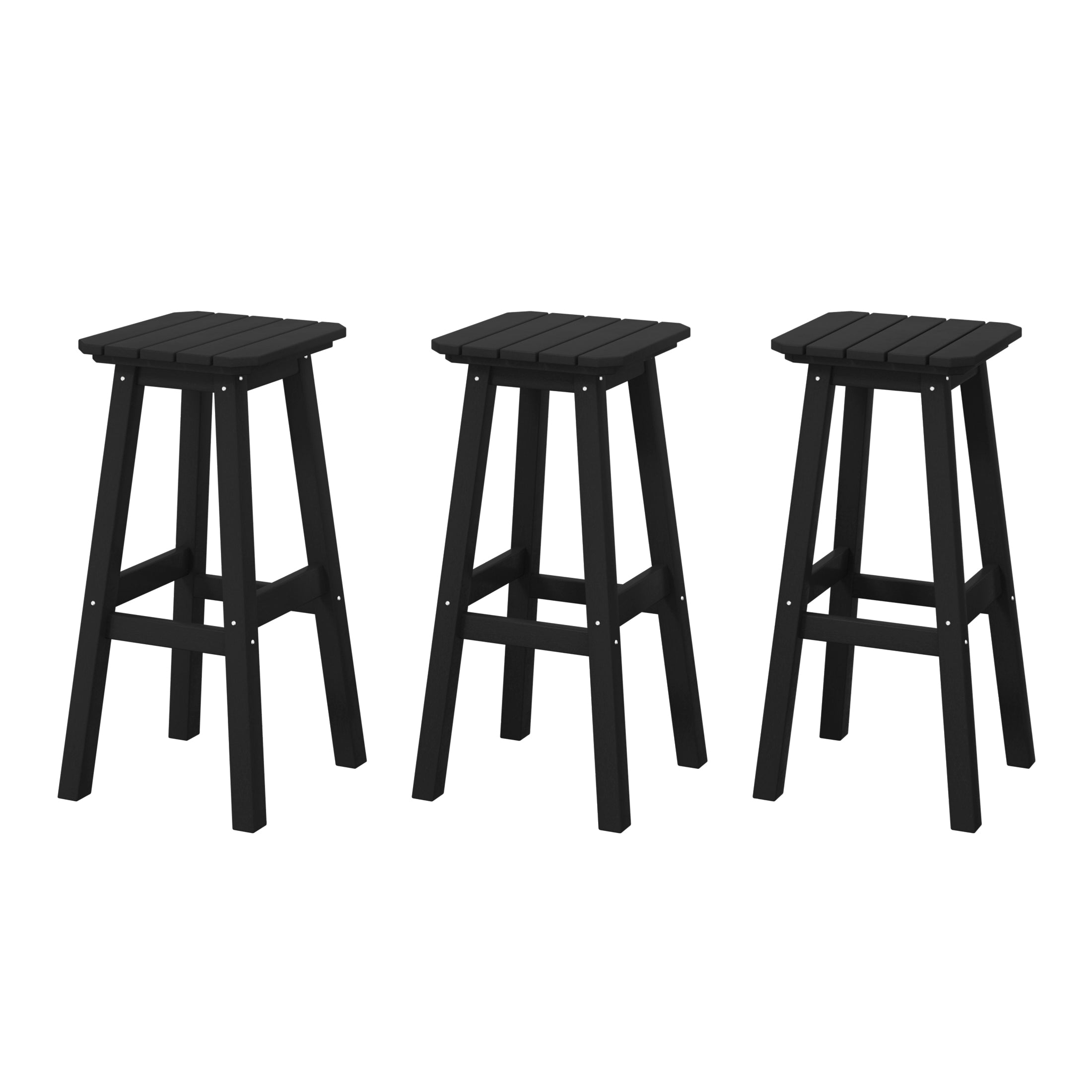 Paradise 29" HDPE Square Outdoor Patio Bar Stools (Set of 3)