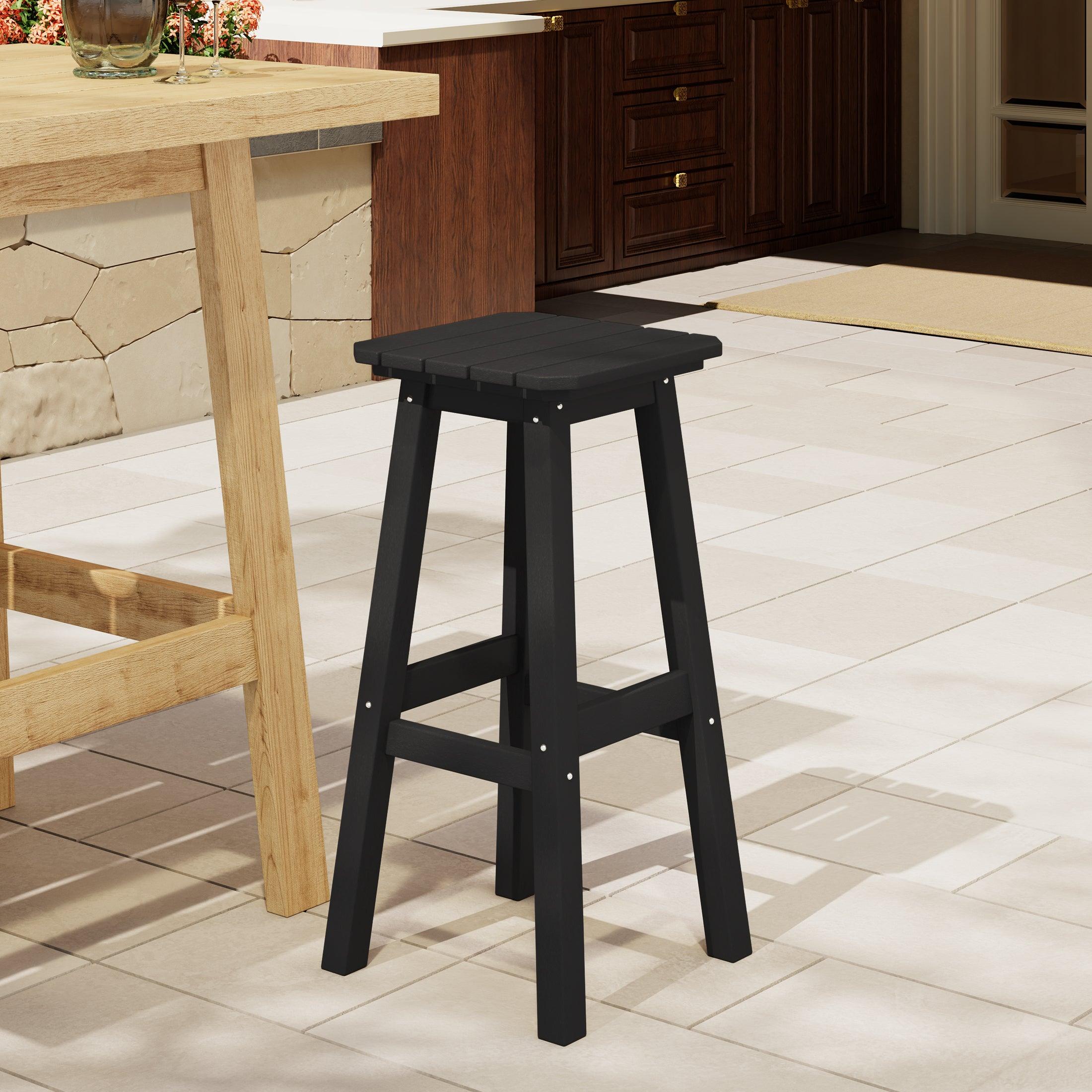 Paradise 29" Outdoor Patio HDPE Square Backless Bar Stool - Costaelm