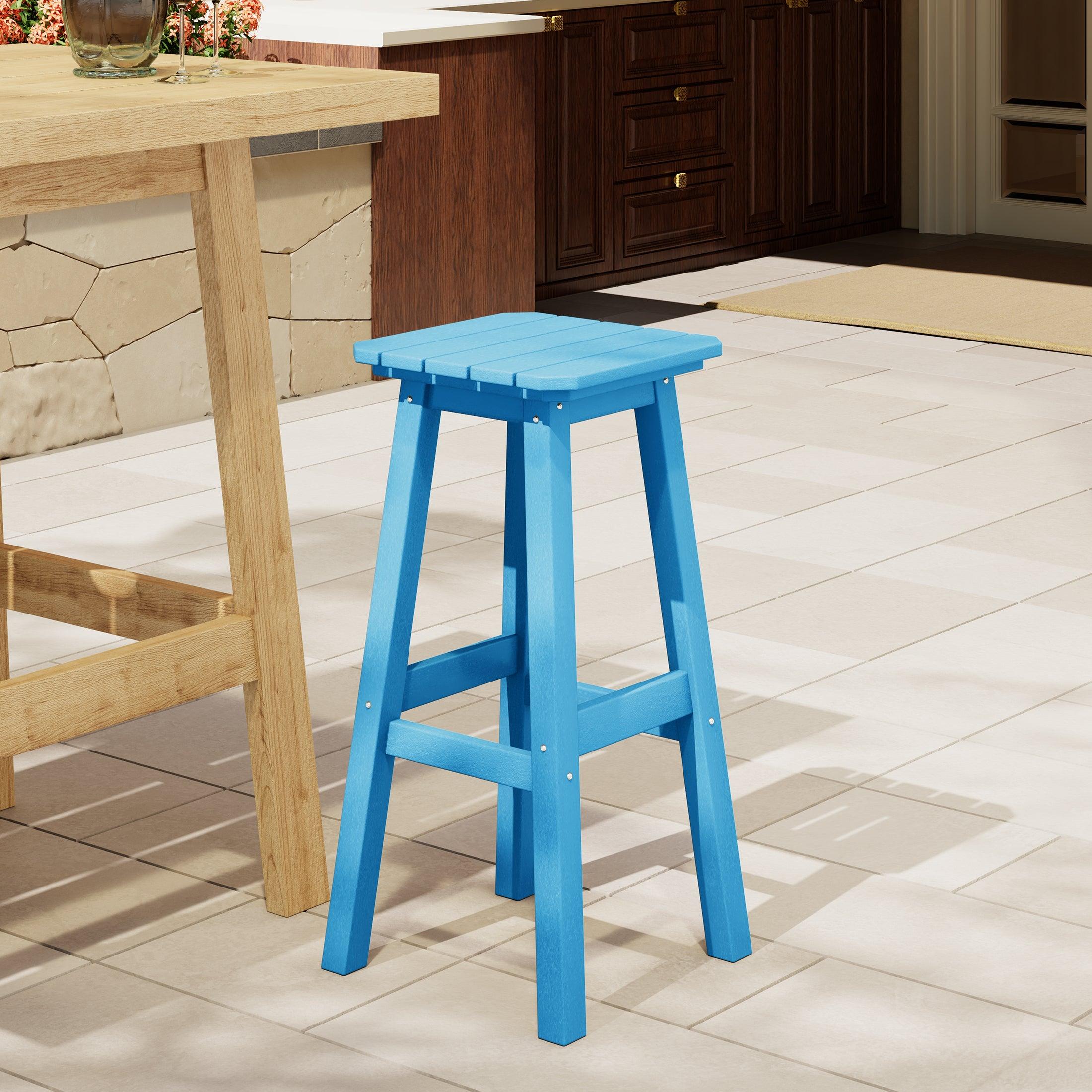 Paradise 29" Outdoor Patio HDPE Square Backless Bar Stool - Costaelm