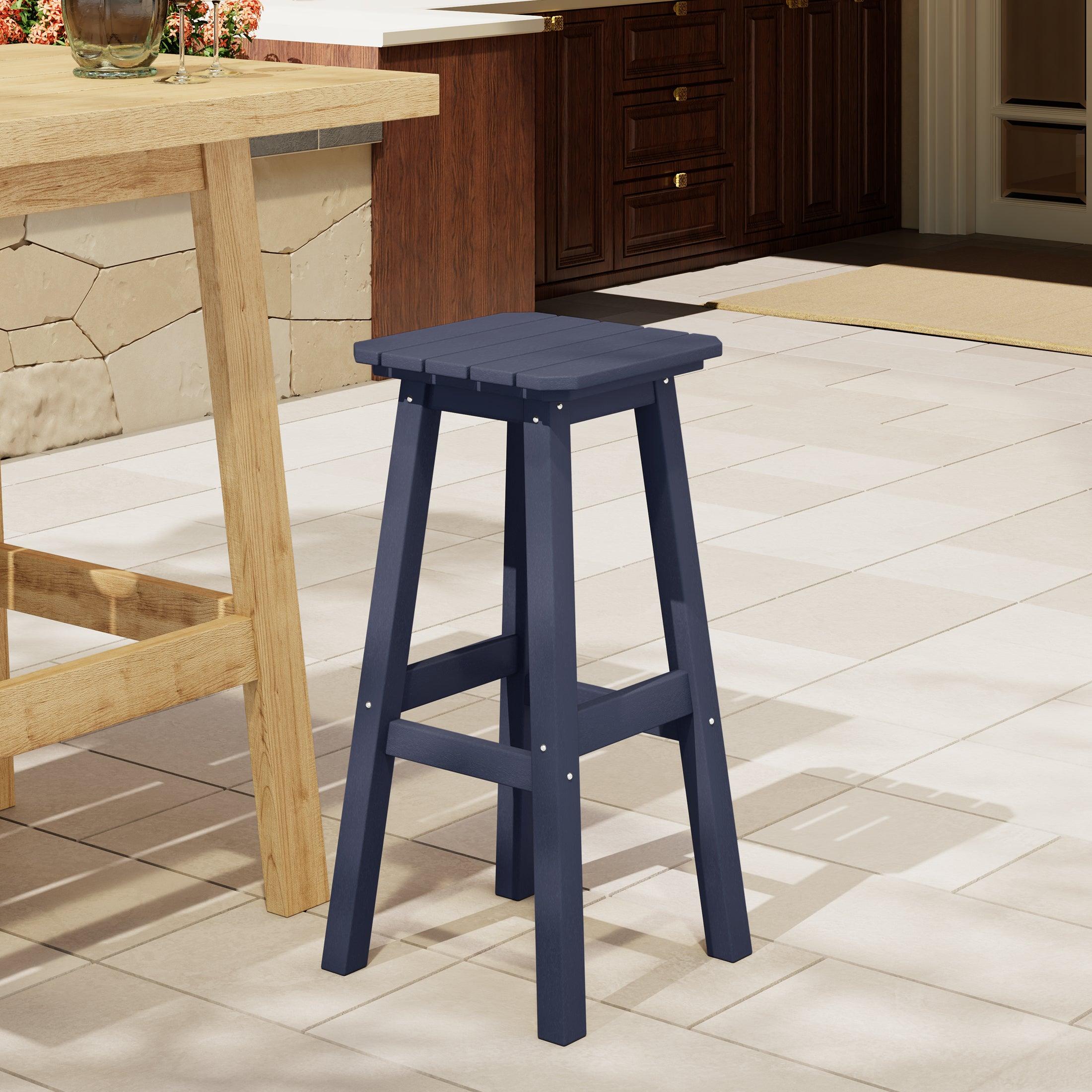 Paradise 29" Outdoor Patio HDPE Square Backless Bar Stool - Costaelm