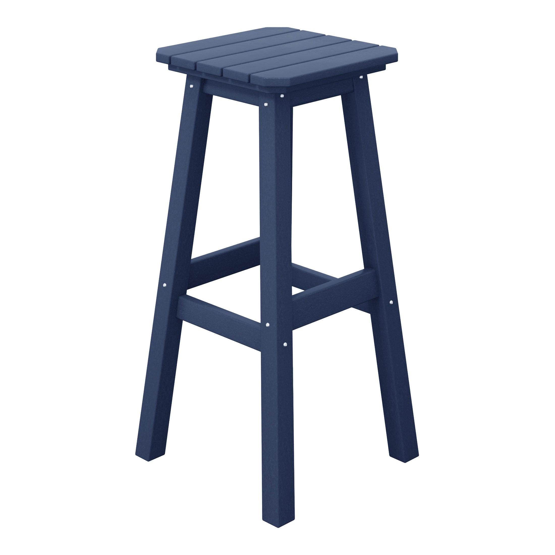 Paradise 29" Outdoor Patio HDPE Square Backless Bar Stool - Costaelm