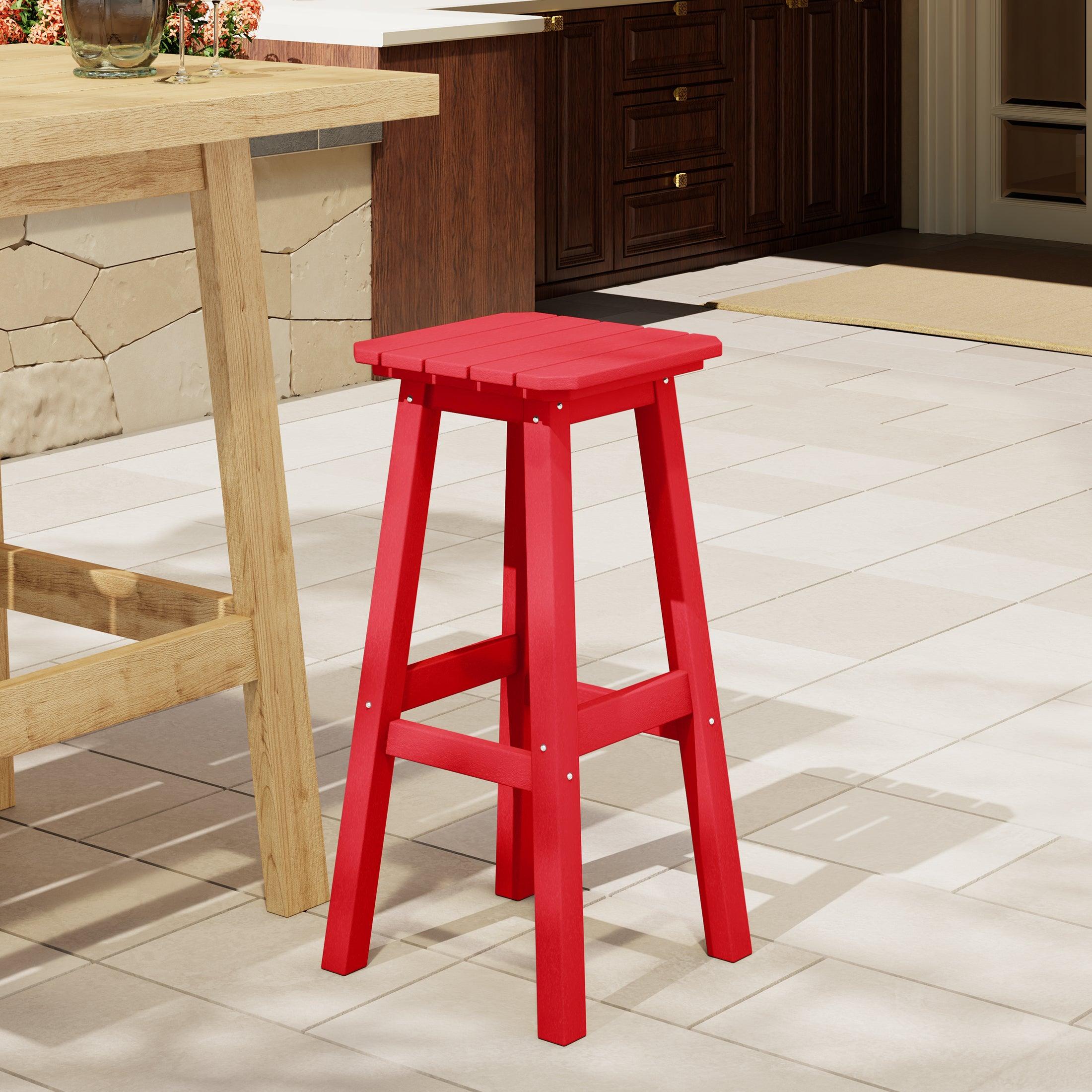 Paradise 29" Outdoor Patio HDPE Square Backless Bar Stool - Costaelm