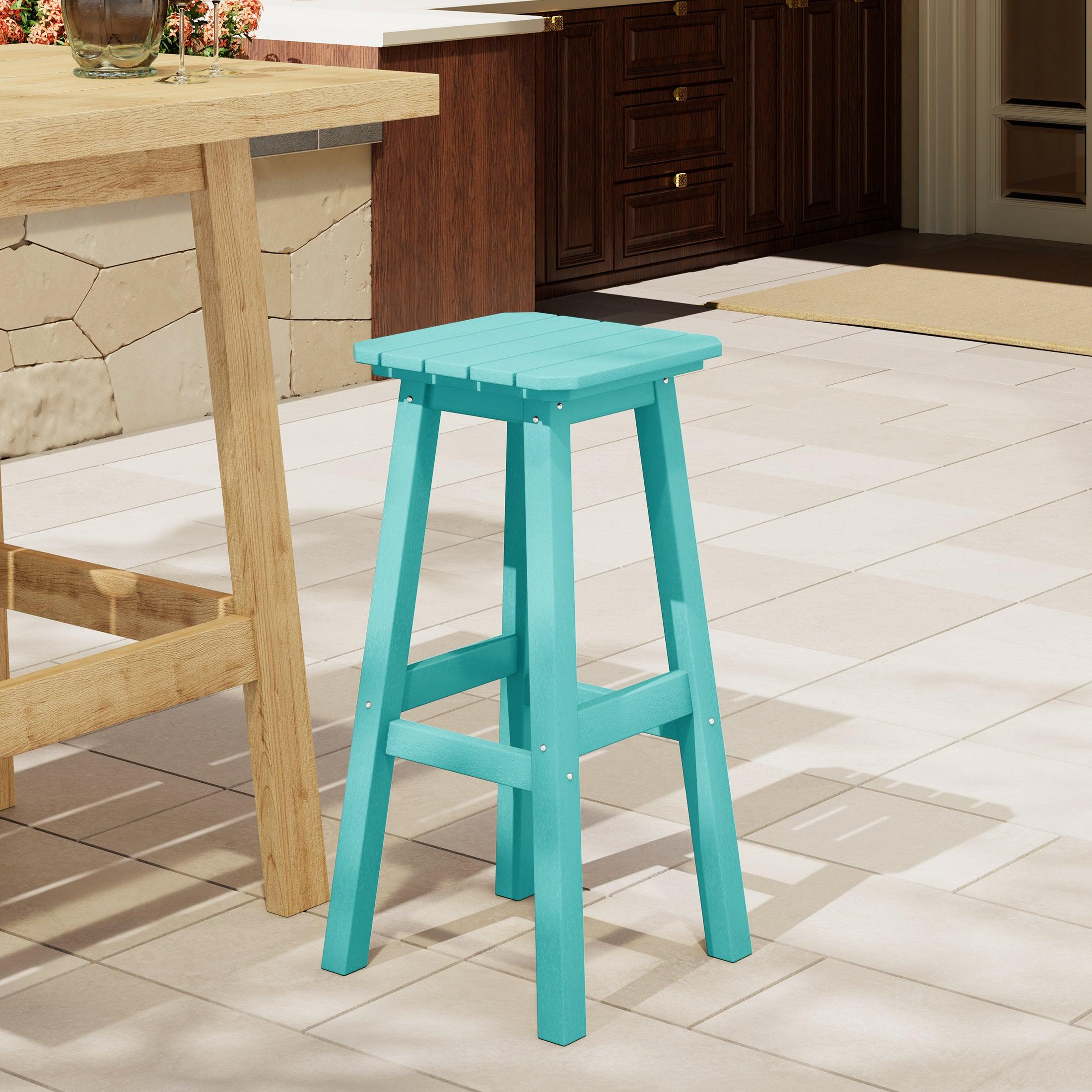 Paradise 29" Outdoor Patio HDPE Square Backless Bar Stool - Costaelm