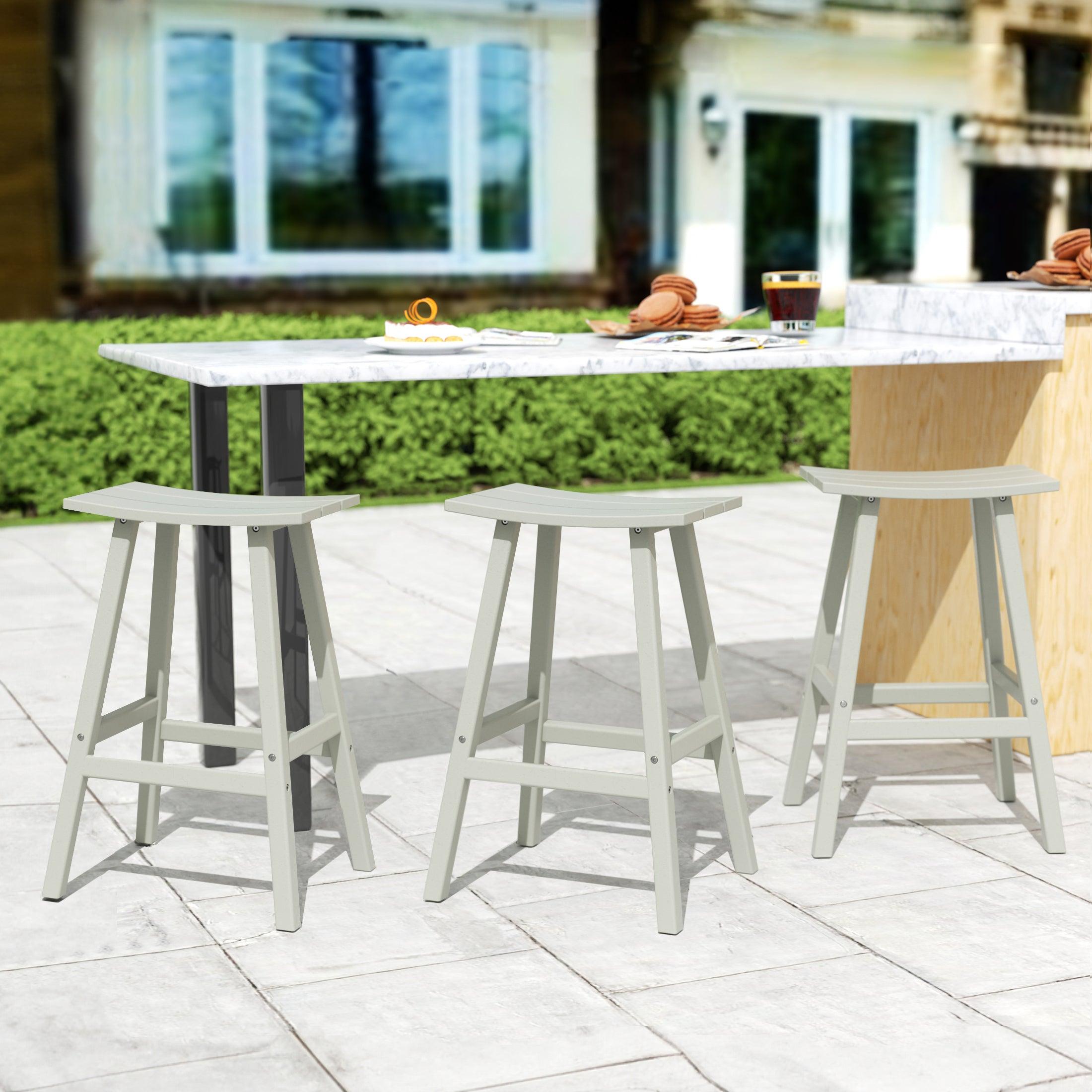 Paradise 29" Poly Outdoor Patio Bar Stool (Set of 3) - Costaelm