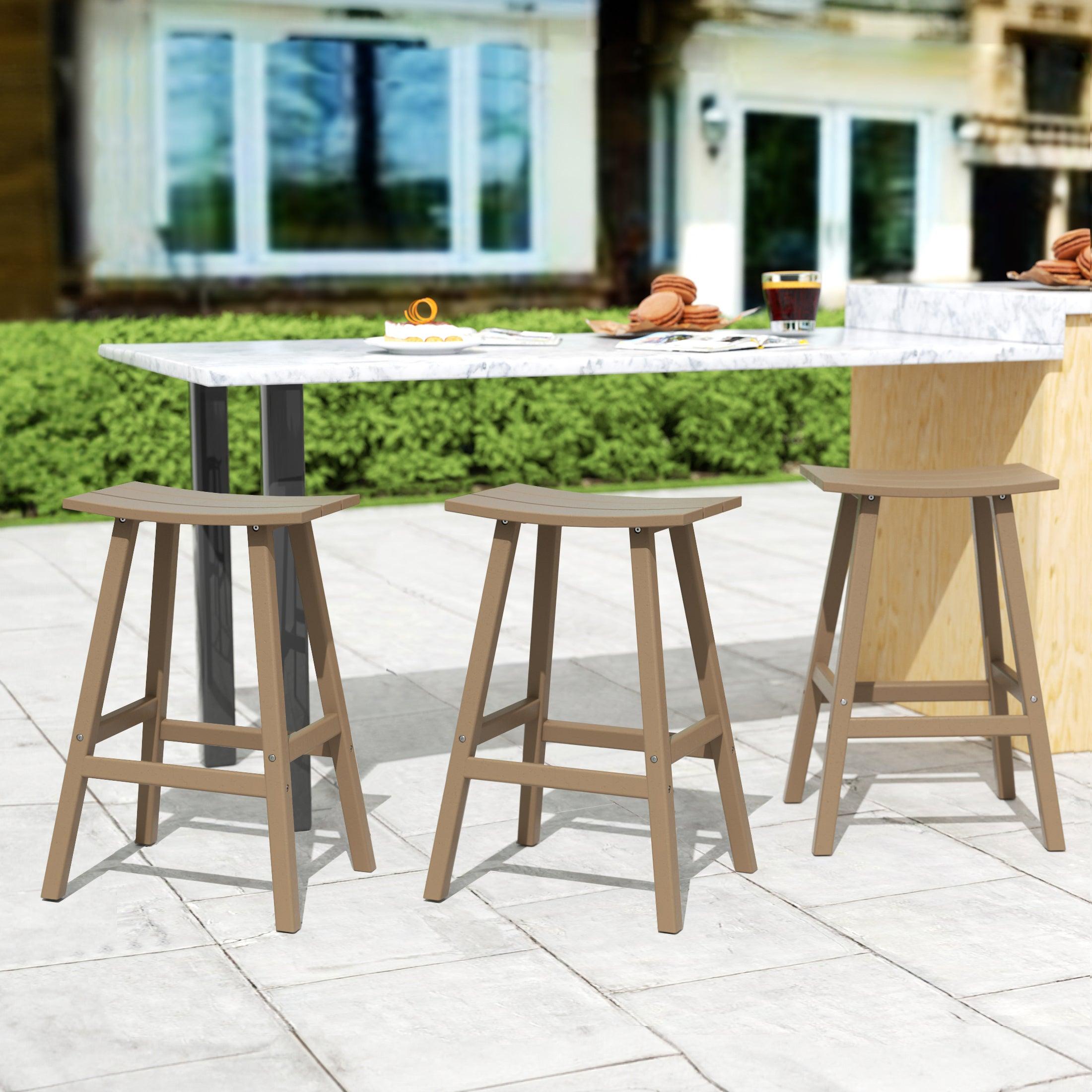 Paradise 29" Poly Outdoor Patio Bar Stool (Set of 3) - Costaelm