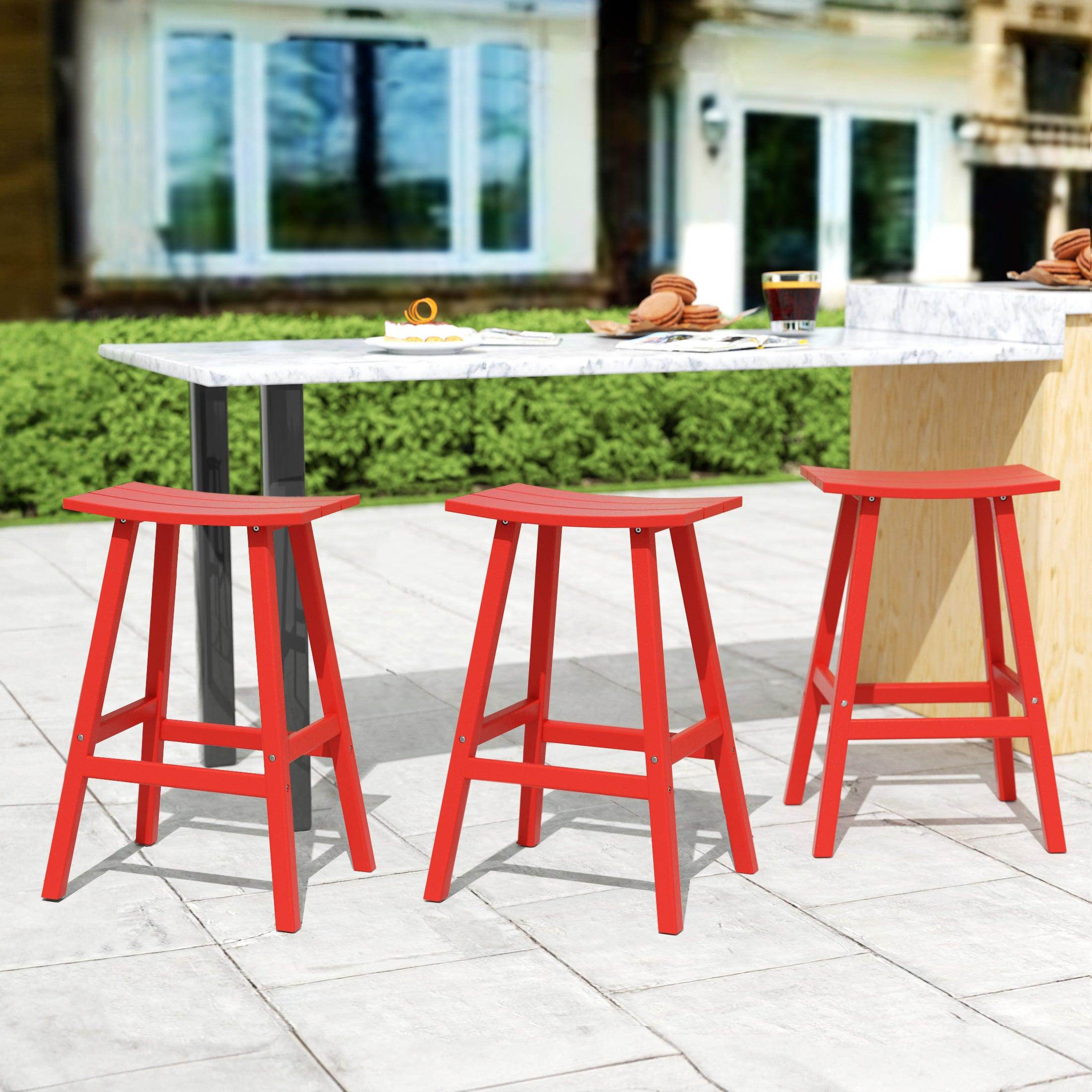 Paradise 29" Poly Outdoor Patio Bar Stool (Set of 3) - Costaelm