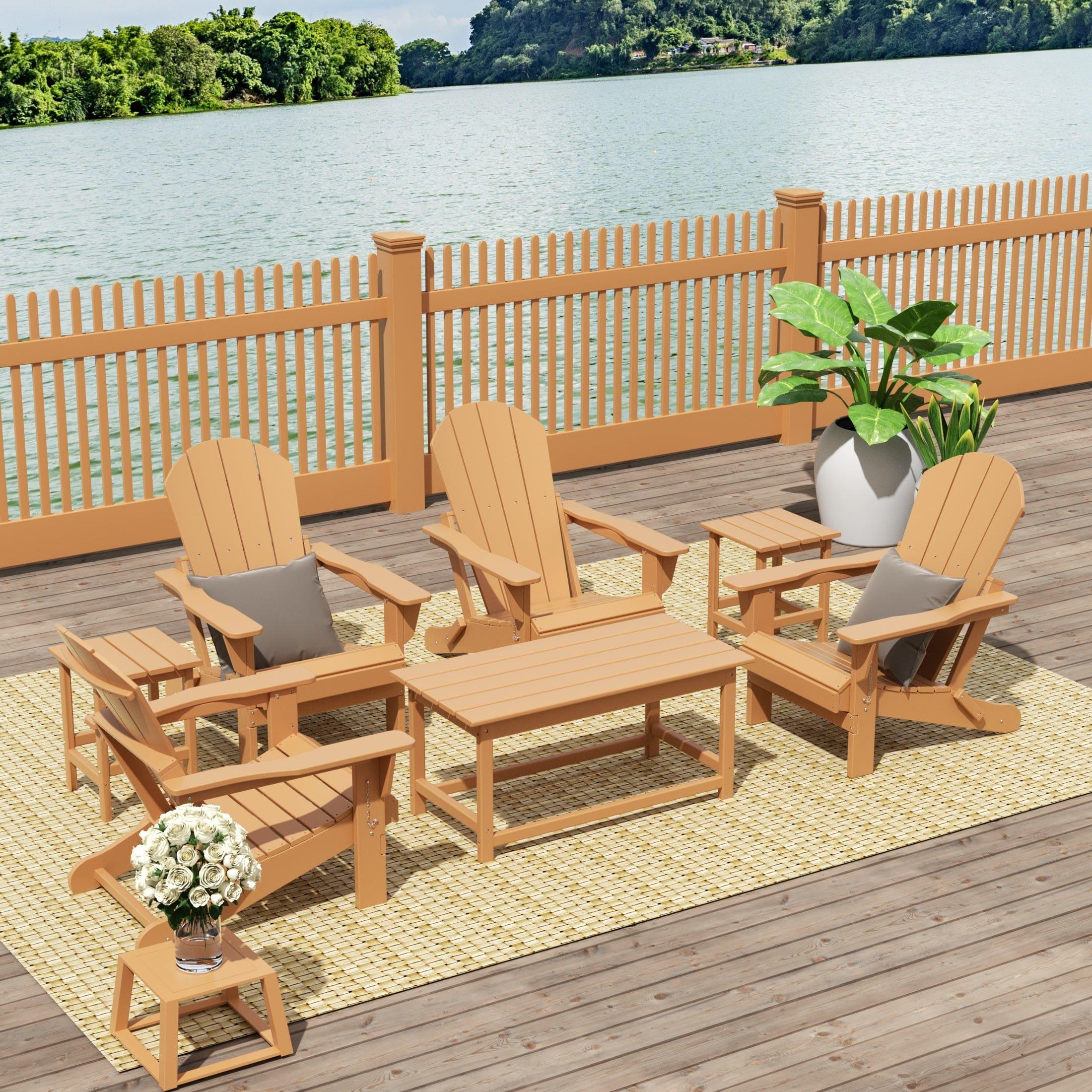 Paradise 3-Piece Set Outdoor Patio Adirondack Coffee Table and Square Side Table - Costaelm