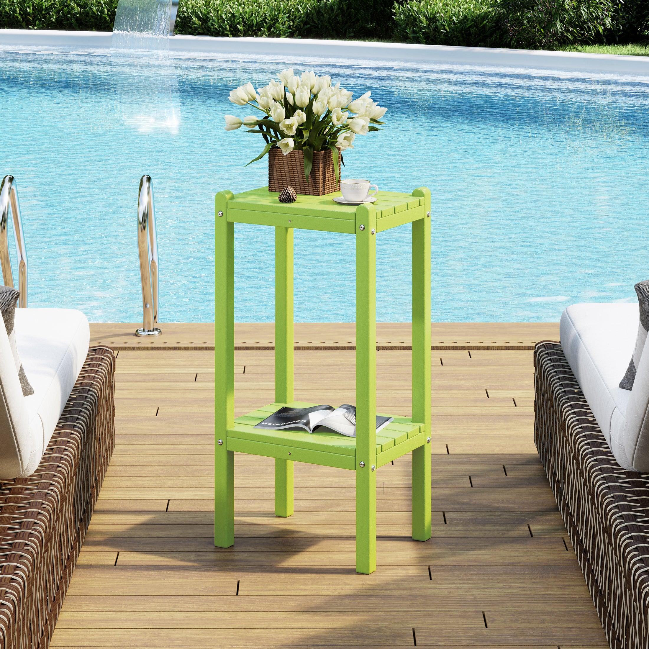 Paradise 36" Outdoor Adirondack HDPE 2-Tier Patio Side Table - Costaelm