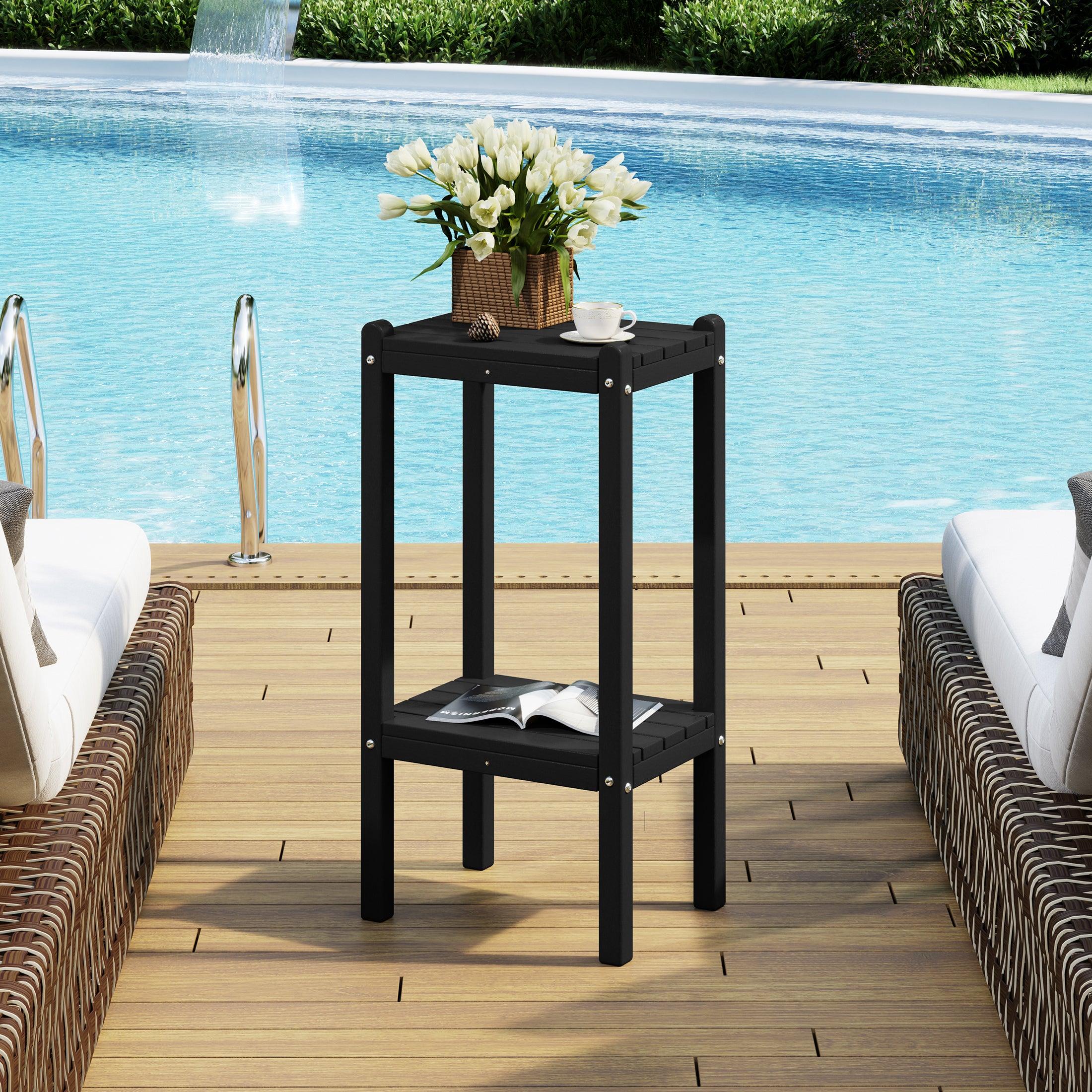 Paradise 36" Outdoor Adirondack HDPE 2-Tier Patio Side Table - Costaelm