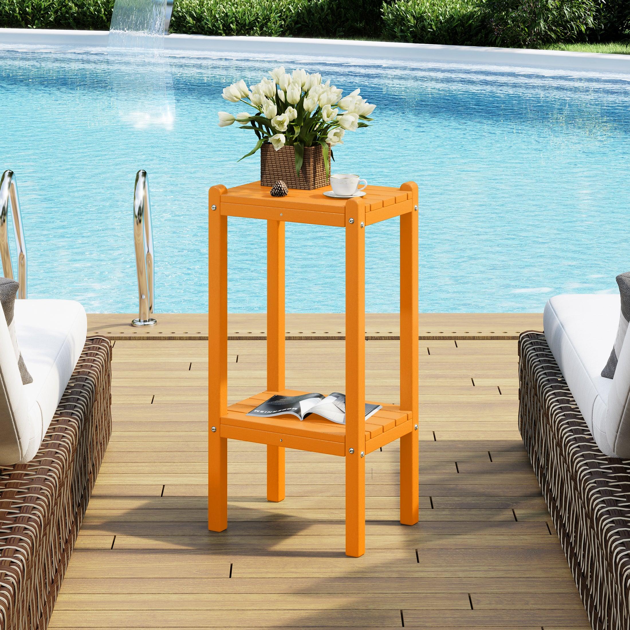 Paradise 36" Outdoor Adirondack HDPE 2-Tier Patio Side Table - Costaelm