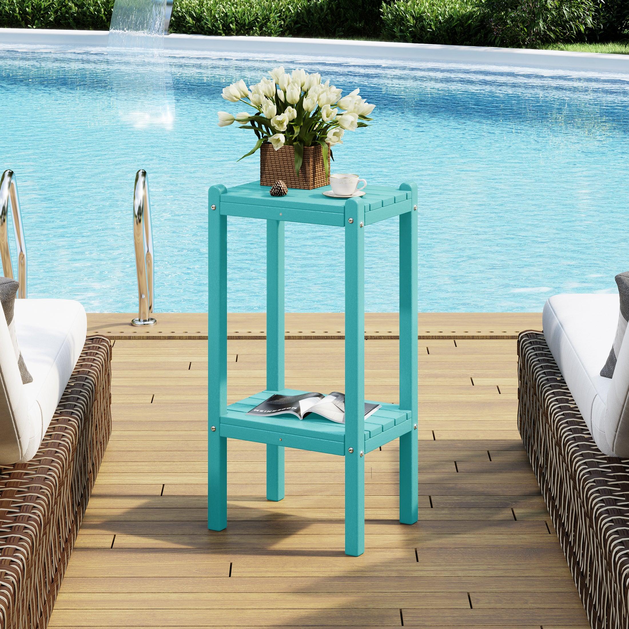 Paradise 36" Outdoor Adirondack HDPE 2-Tier Patio Side Table - Costaelm