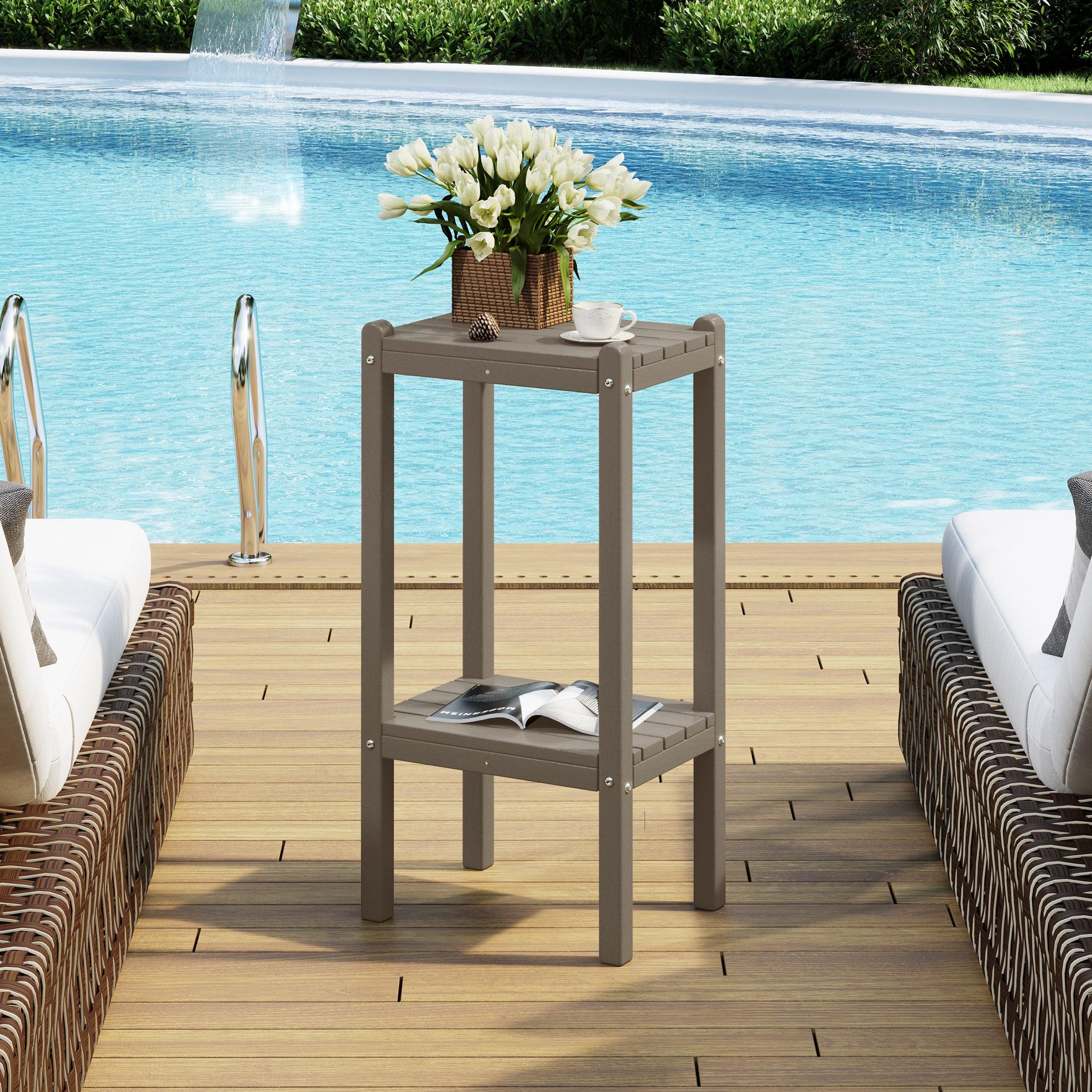 Paradise 36" Outdoor Adirondack HDPE 2-Tier Patio Side Table - Costaelm