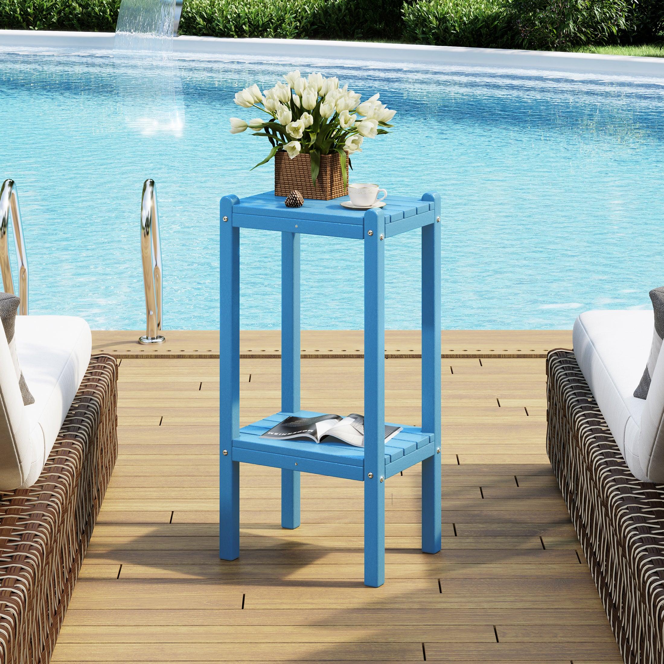 Paradise 36" Outdoor Adirondack HDPE 2-Tier Patio Side Table - Costaelm