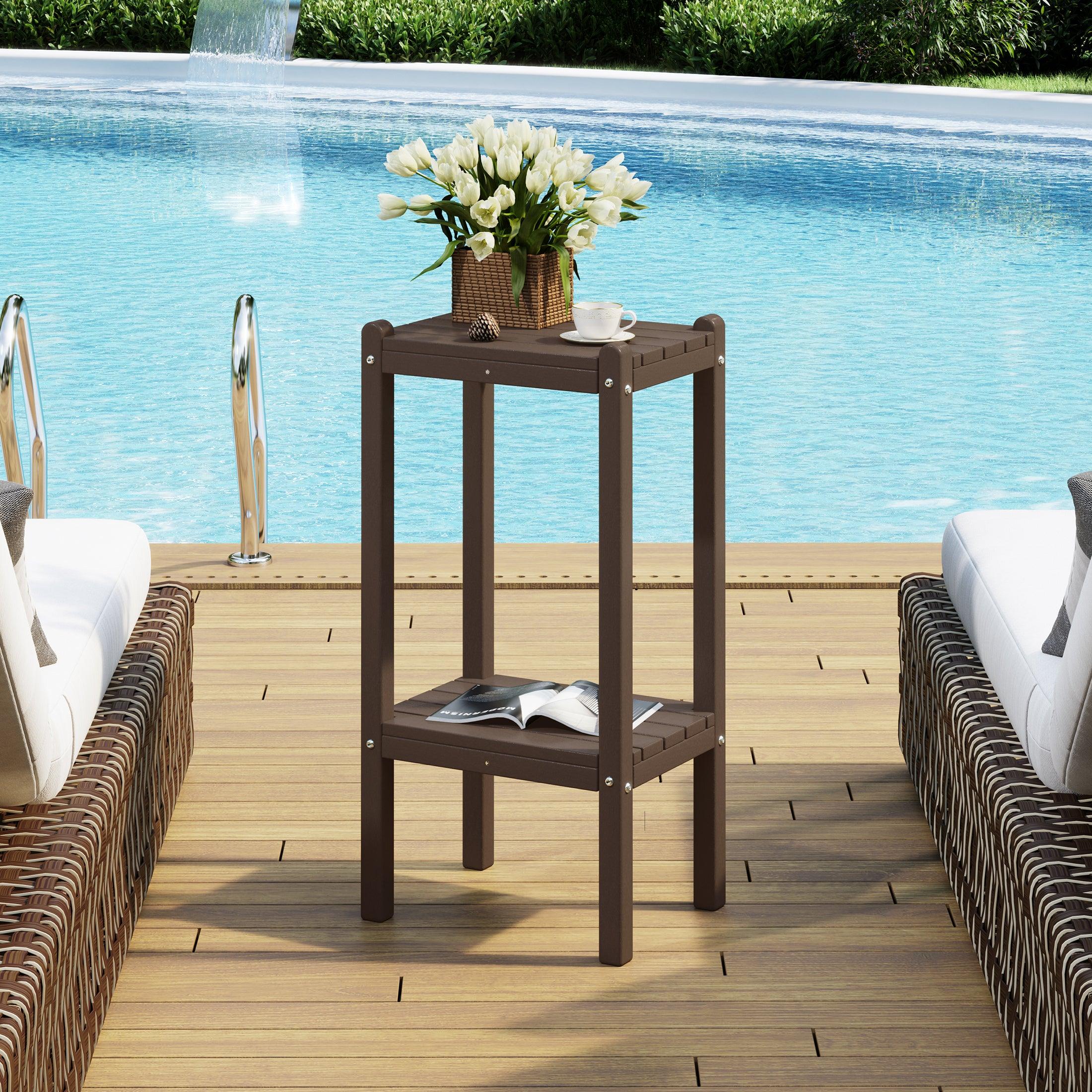 Paradise 36" Outdoor Adirondack HDPE 2-Tier Patio Side Table - Costaelm