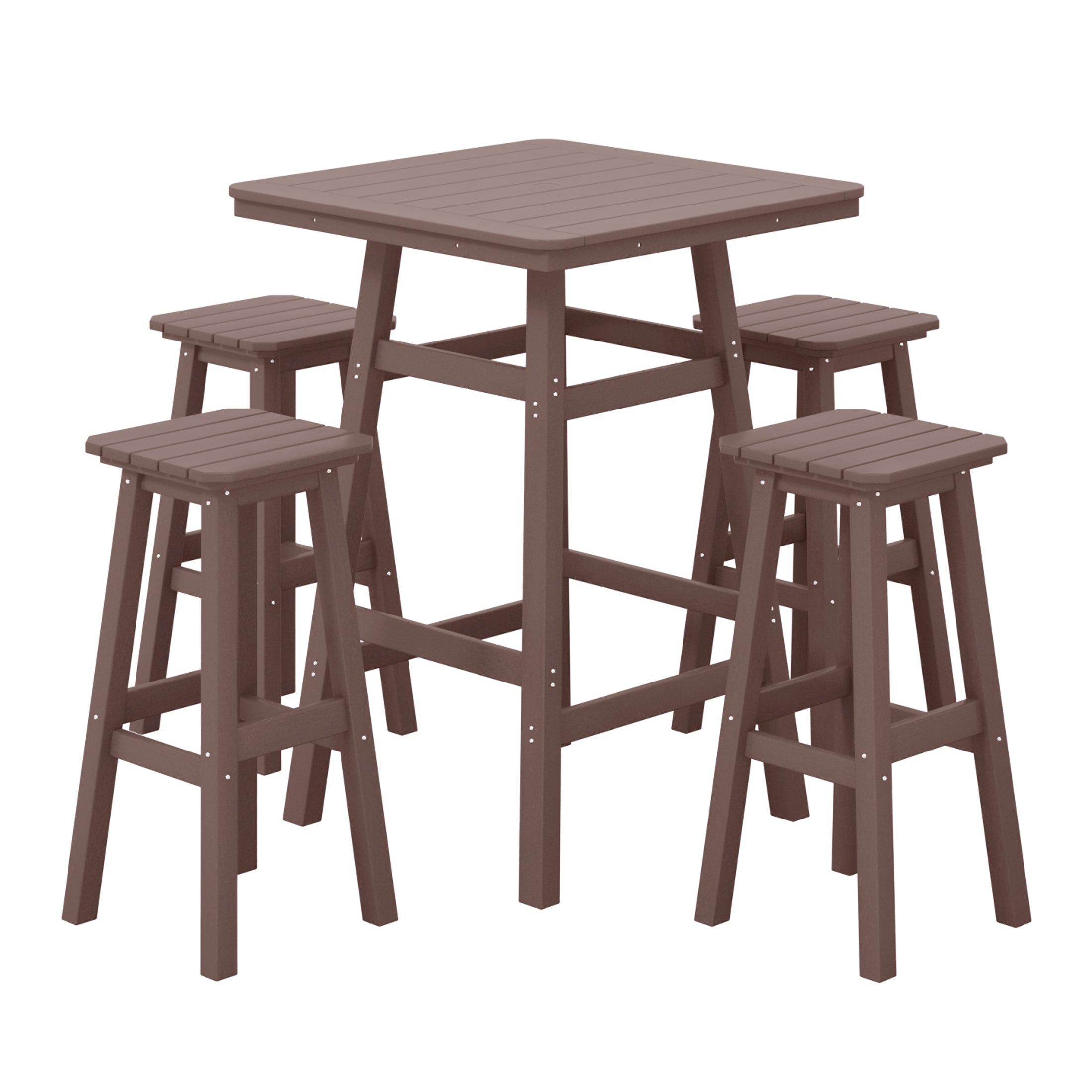 Paradise 5-Piece HDPE Outdoor Patio Bar Dining Set With Bar Stools