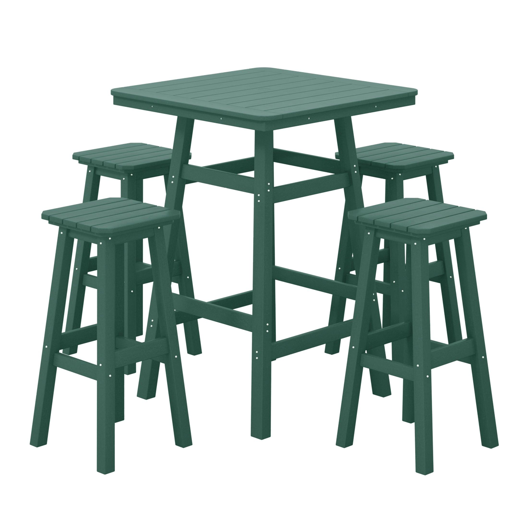 Paradise 5-Piece HDPE Outdoor Patio Bar Dining Set With Bar Stools - Costaelm